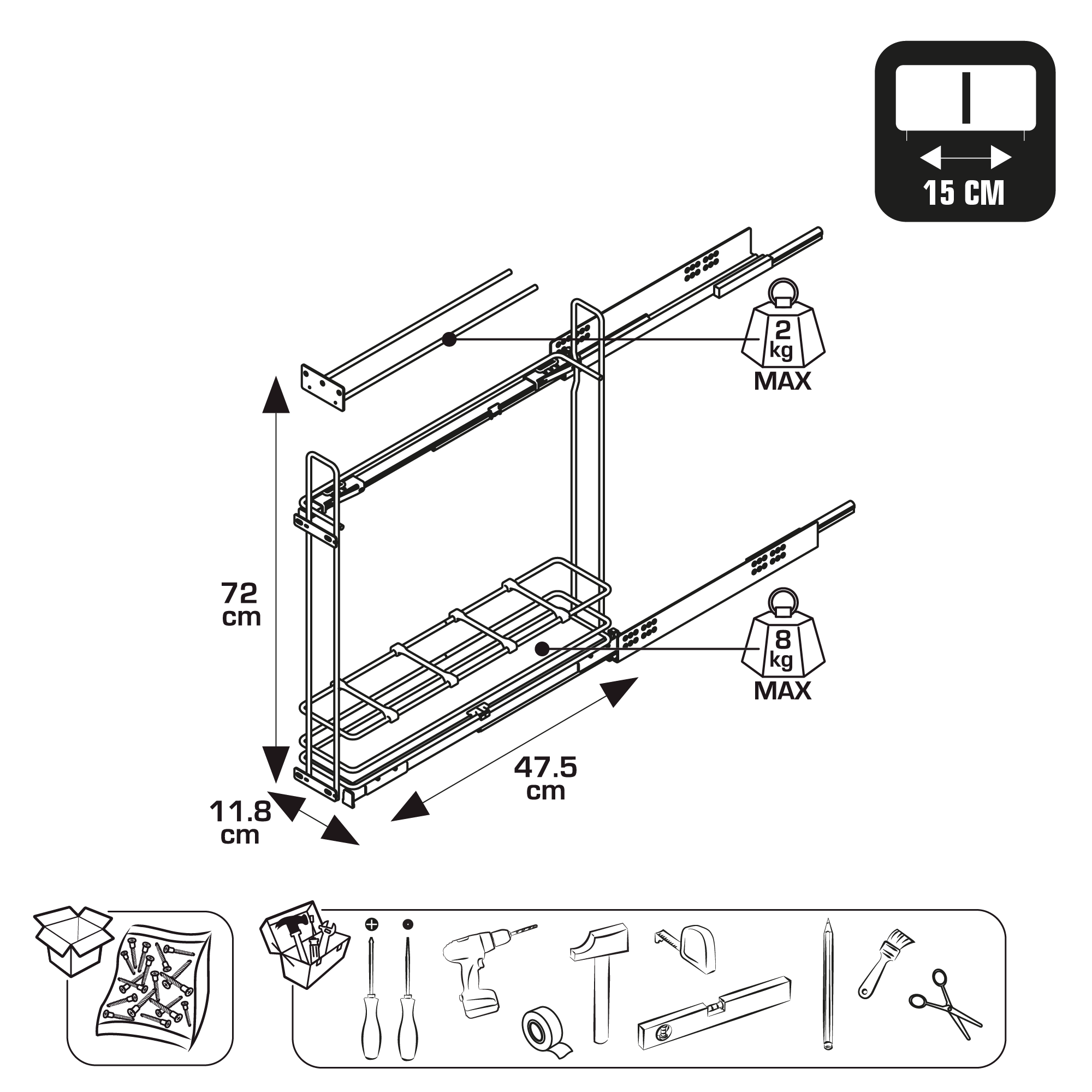 Porte-torchons, pour produit d'entretien pour meuble l.15 cm - 4