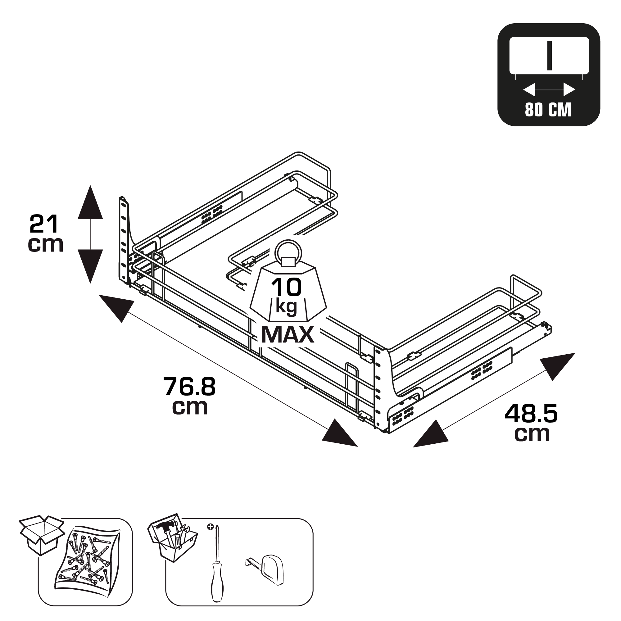 Tiroir sous évier DELINIA ID gris anthracite L80 - 5