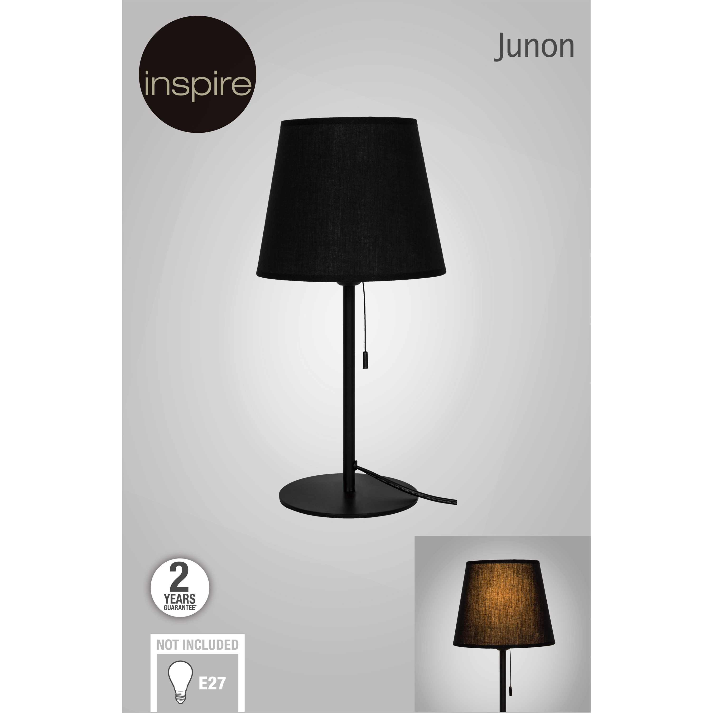 Lampka stołowa Junon czarna E27 Inspire - 8