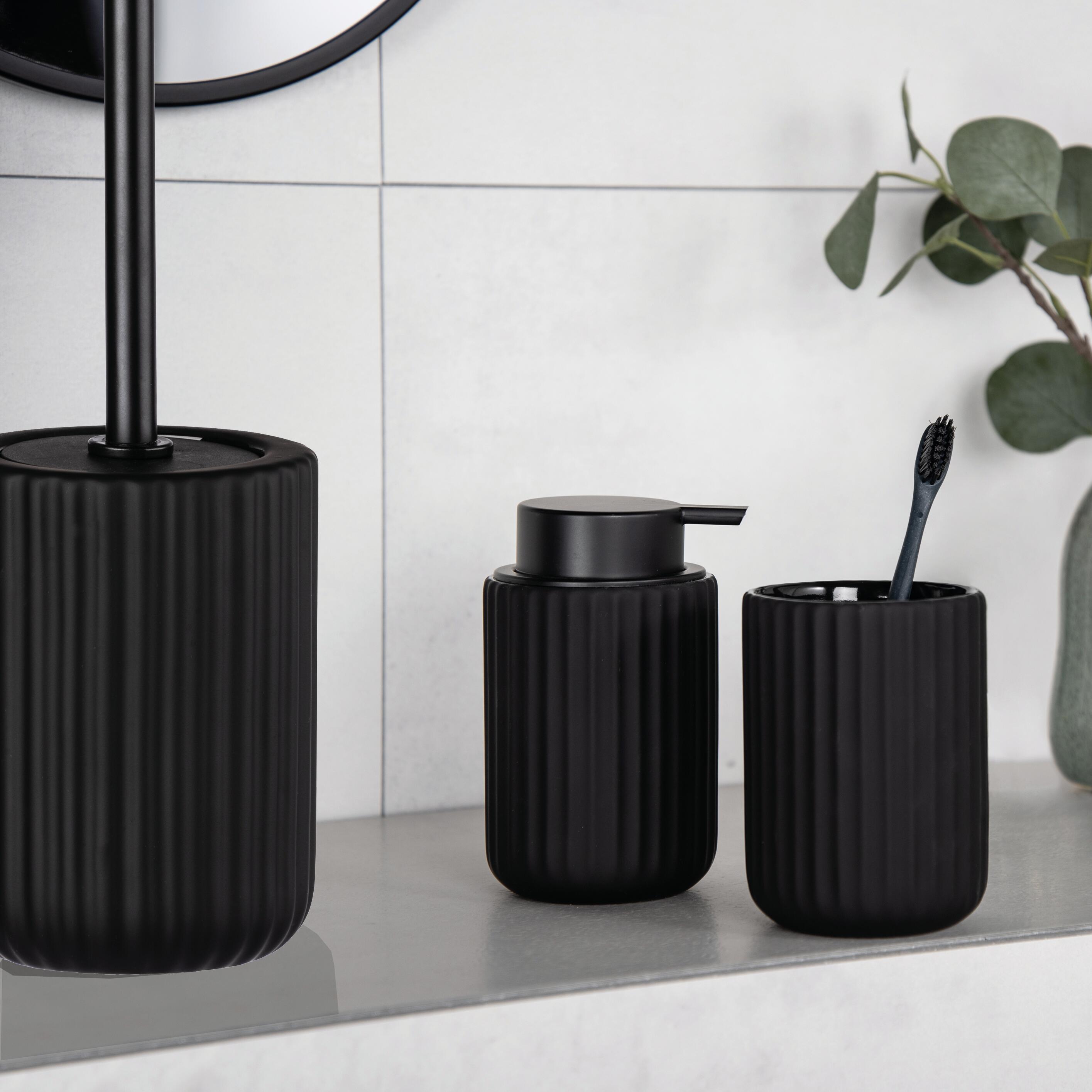 Portascopino belluno H 42 cm in ceramica nero - 2