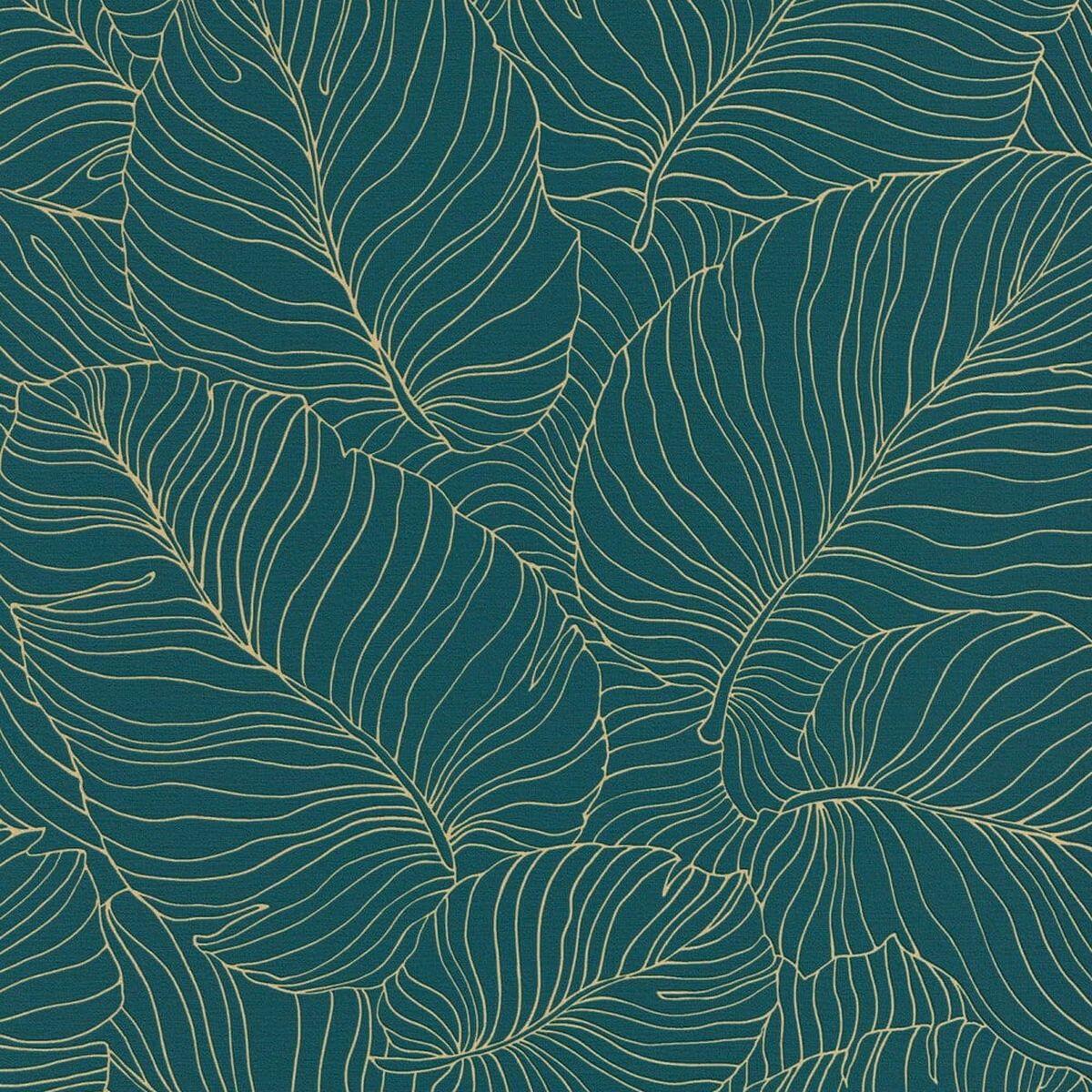 Carta da parati Foglie Banano verde e oro, 53 cm x 10.05 m - 4