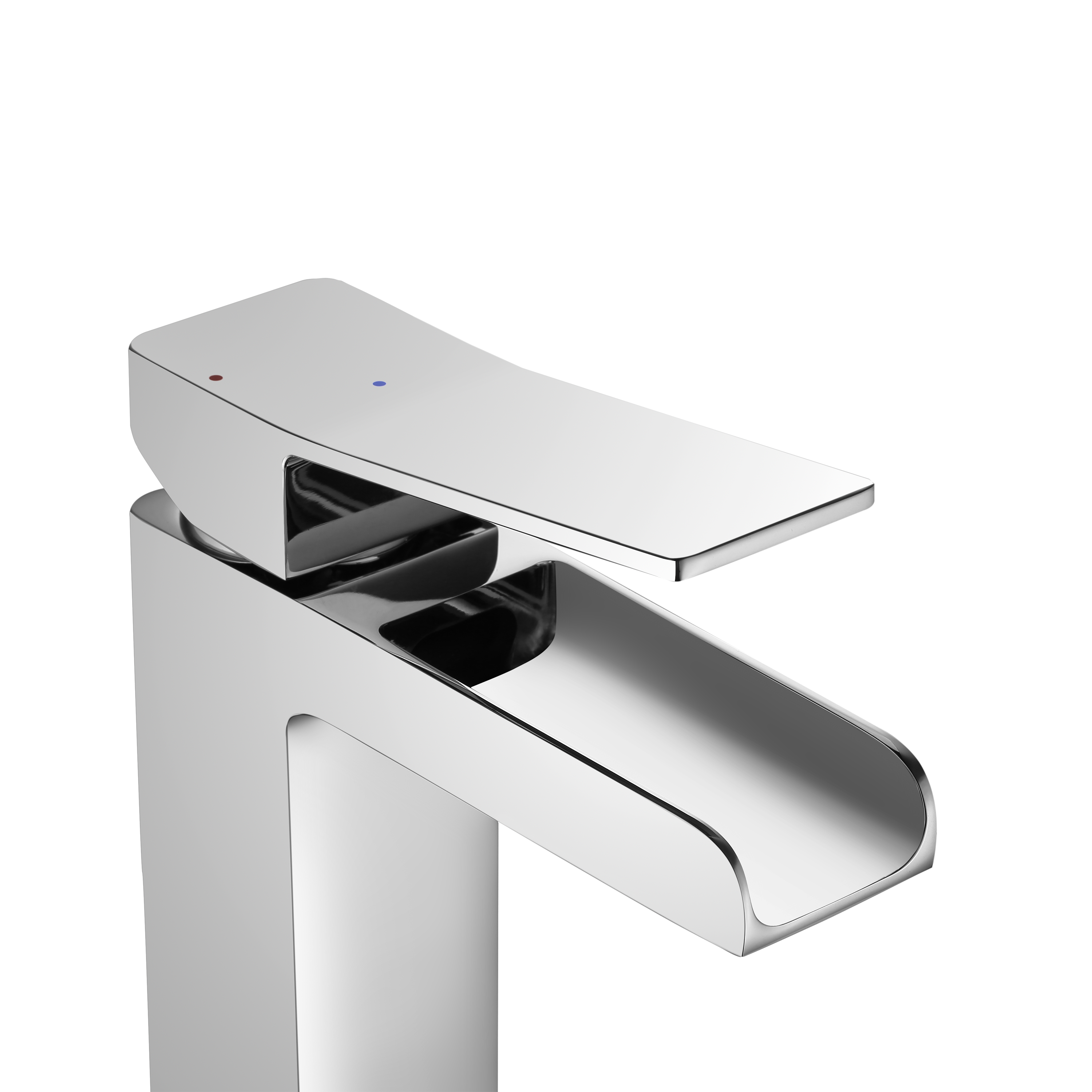 Rubinetto per lavabo a canna media getto a cascata d'acqua Studio cromato lucido SENSEA H 16 cm - 10