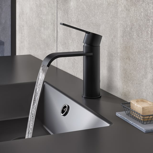 Mitigeur de lavabo noir brossé M, Hao, SENSEA