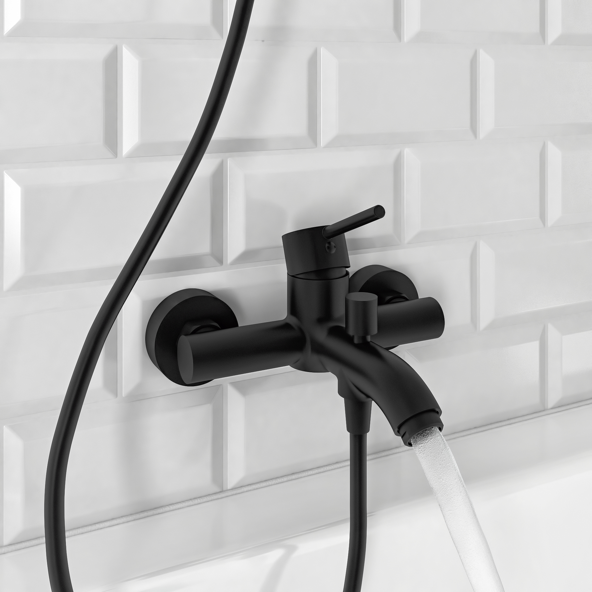 Grifo de bañera monomando SENSEA Mia negro mate Latón - 16