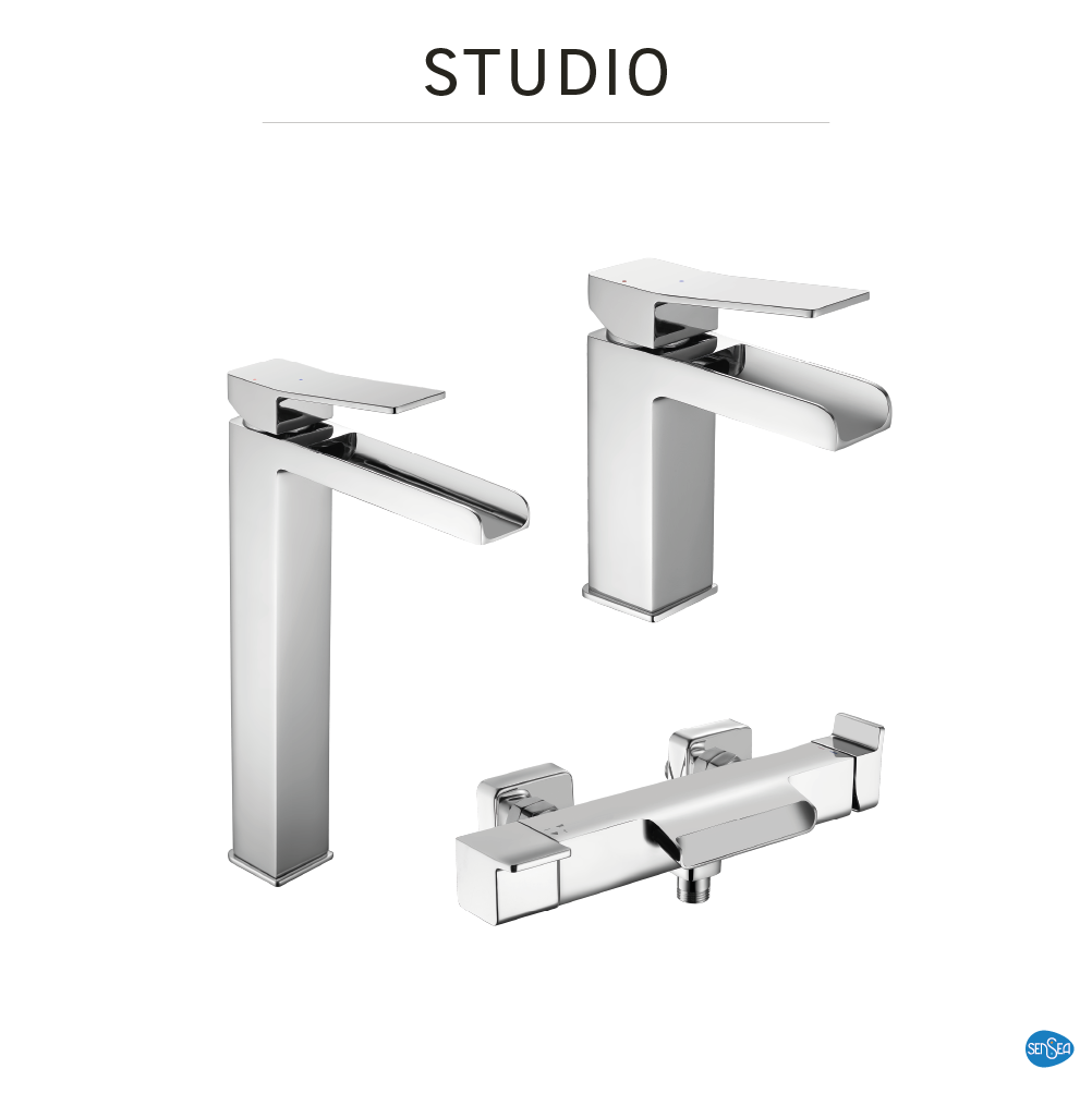 Grifo de lavabo SENSEA Studio bimando cromo brillo. Apertura en frío. Latón - 5
