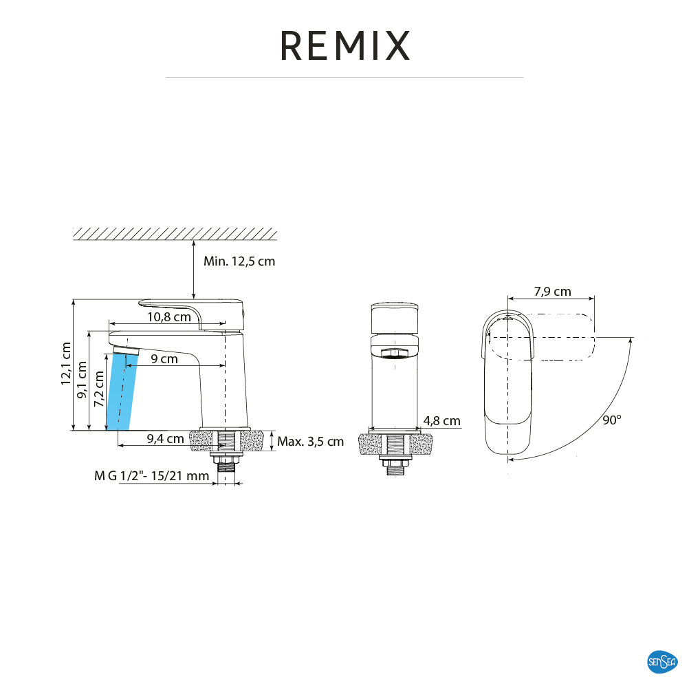 Robinet de lave-mains chrome, eau froide, Remix, SENSEA - 8