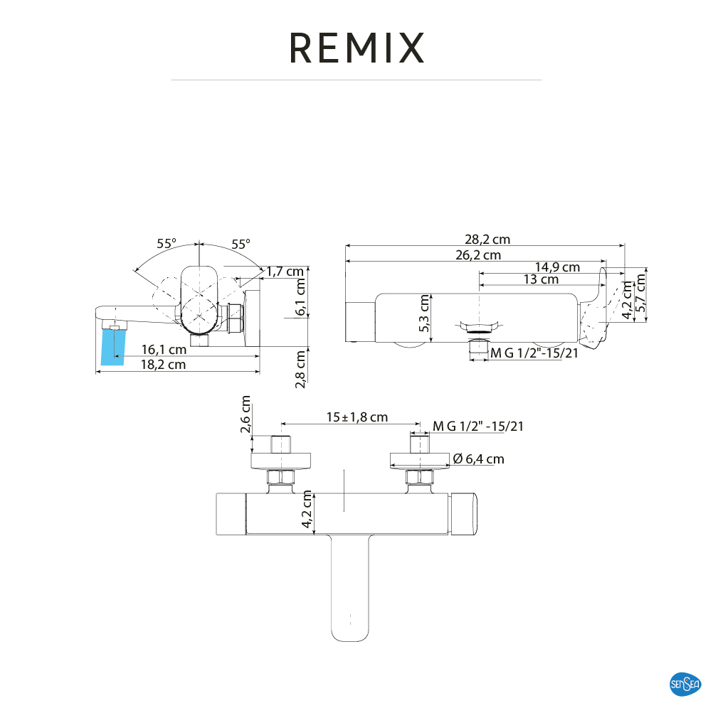 Mitigeur de bain mécanique noir brossé, Remix, SENSEA - 8