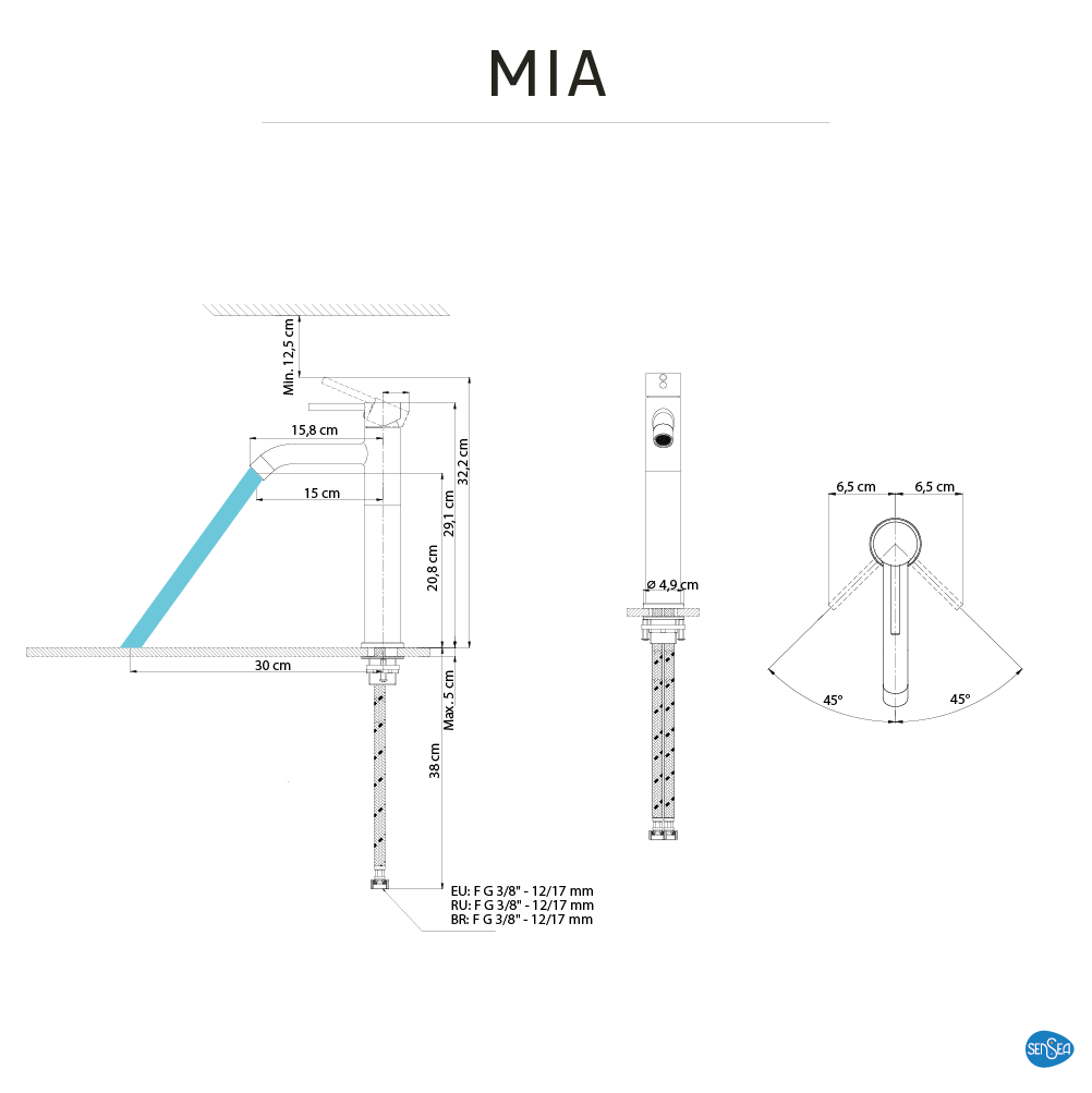 Mitigeur de lavabo chrome XL, Mia, SENSEA - 6