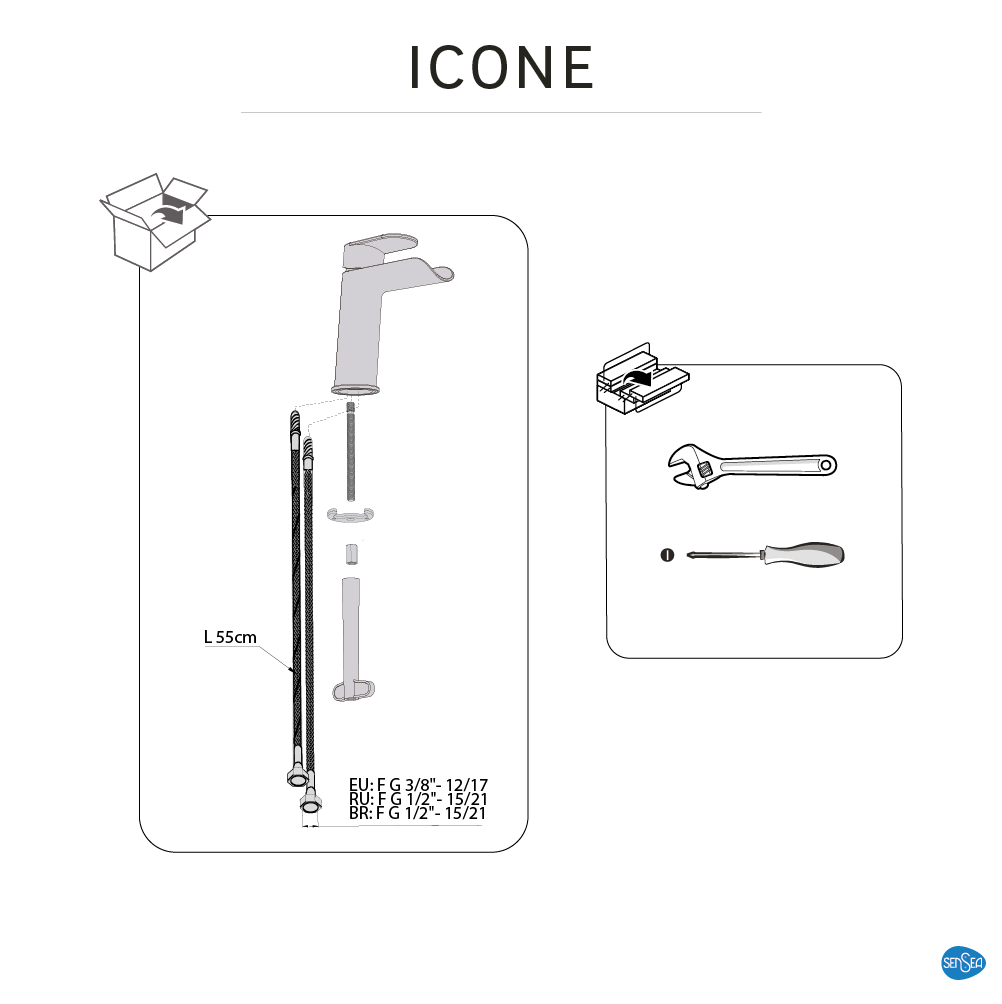 Rubinetto per lavabo a canna media getto a cascata d'acqua ICONE cromato lucido SENSEA H 16 cm - 15