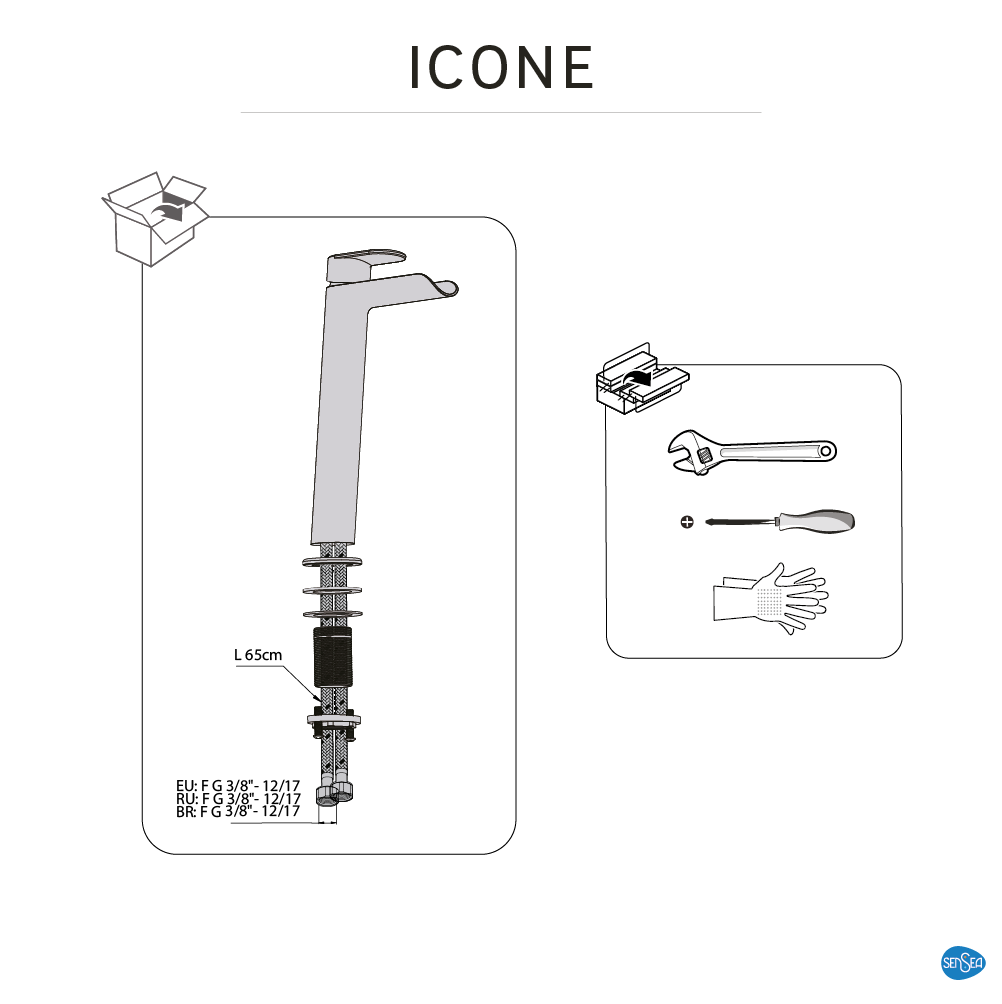 Rubinetto per lavabo getto a cascata d'acqua Icone cromato lucido SENSEA H 31 cm - 13