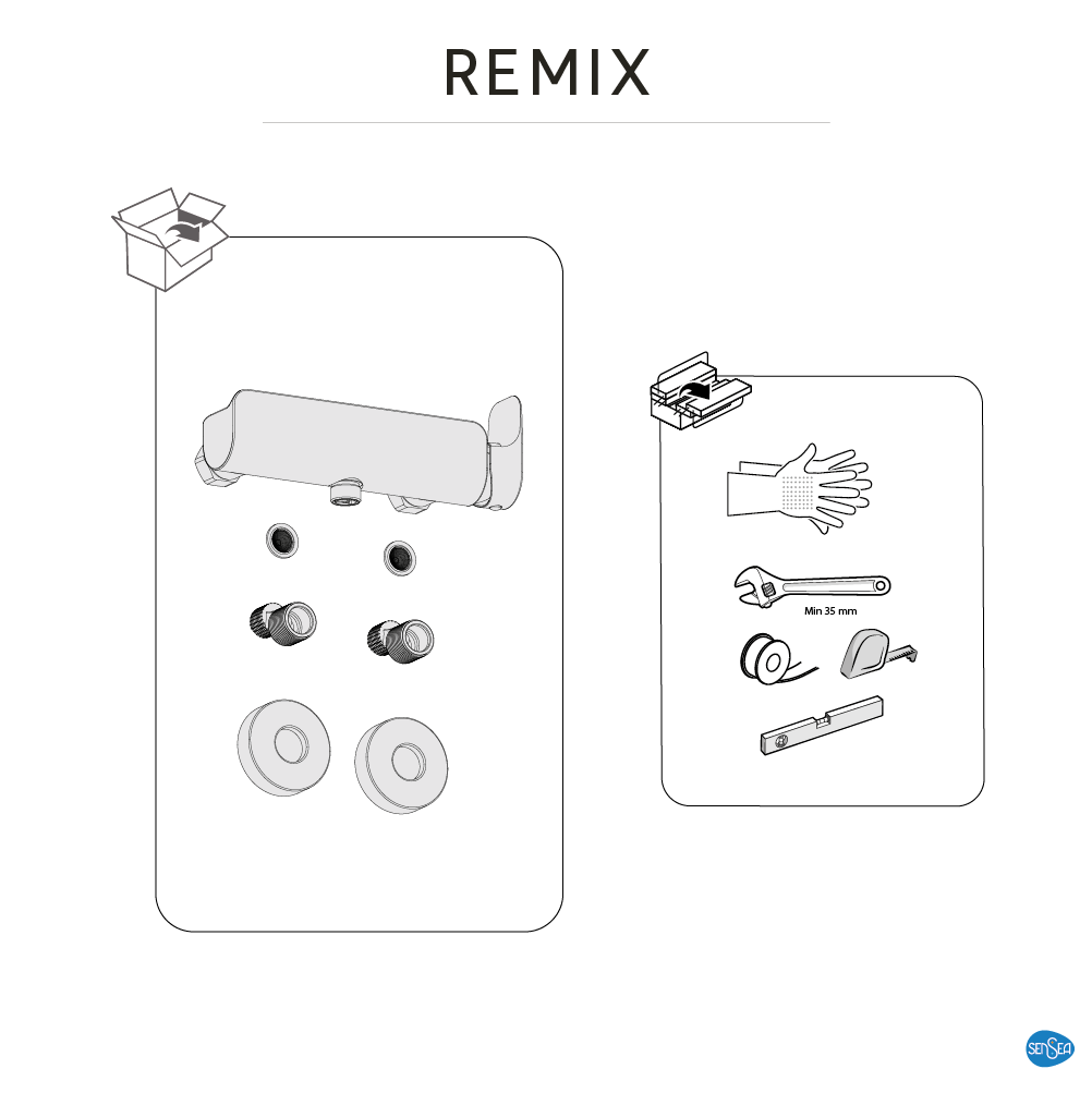 Mitigeur de douche mécanique noir, Remix, SENSEA - 7