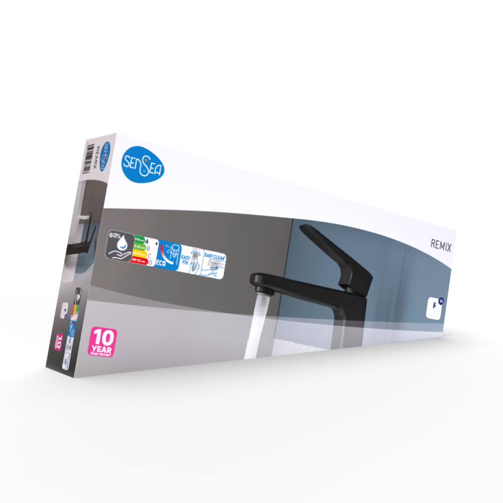 Torneira de lavatório SENSEA REMIX CANO ALTO PRETO - 10