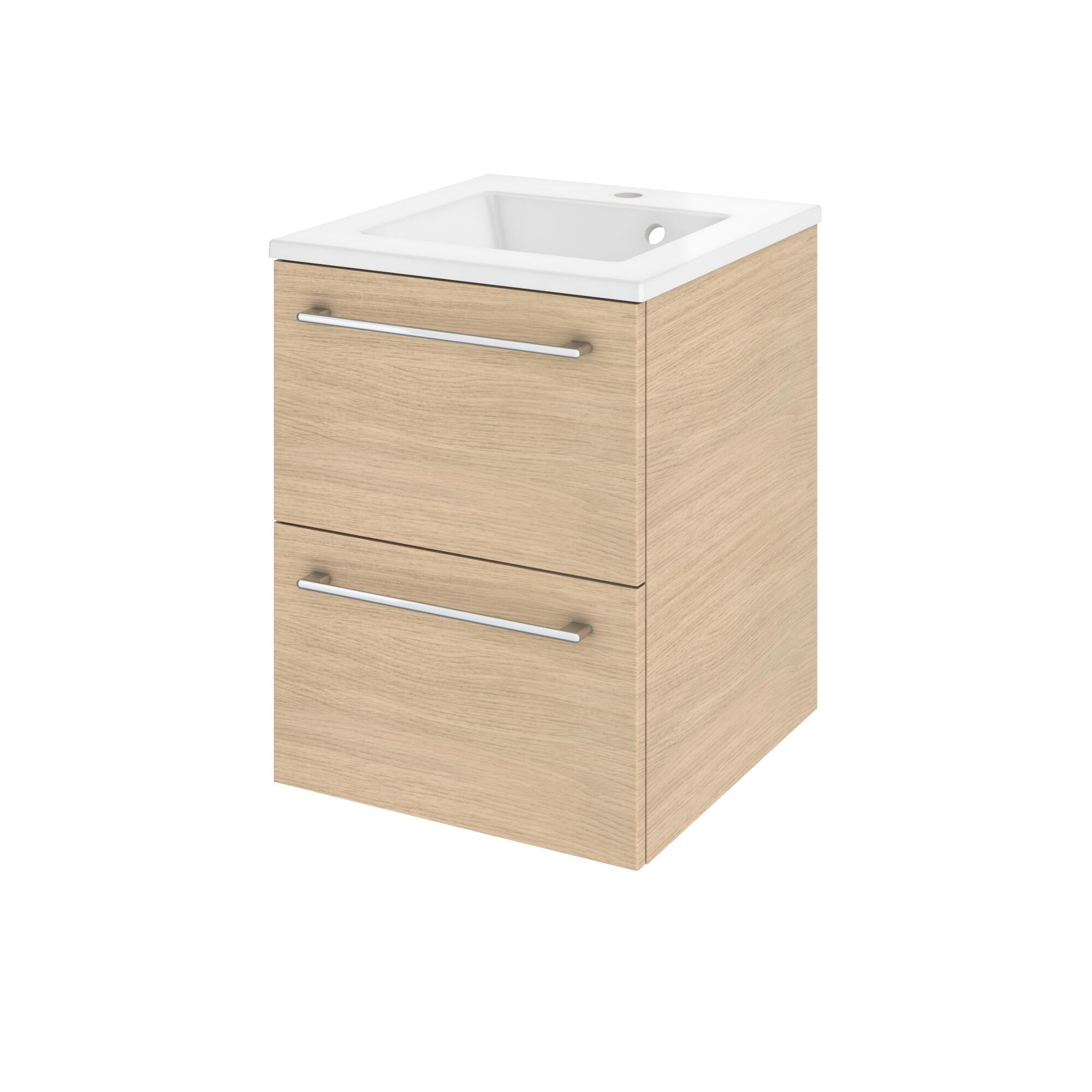 Meuble sous-vasque 2t l.45 x H.57.7 x P.46 cm effet chêne naturel Remix - 4