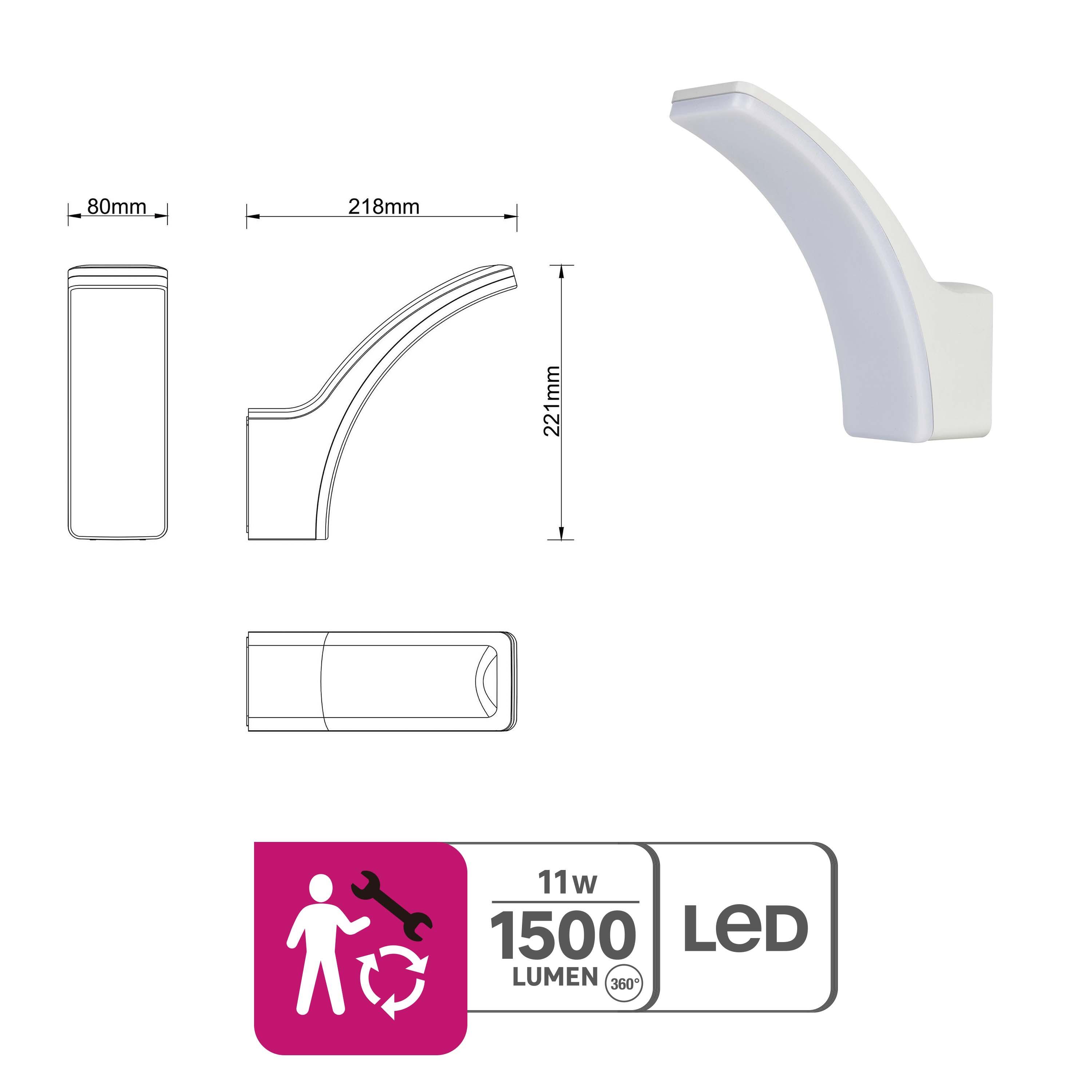 Applique LED moderno da esterno Lakko bianco IP44, luce bianco naturale 1500 lumen, INSPIRE - 11