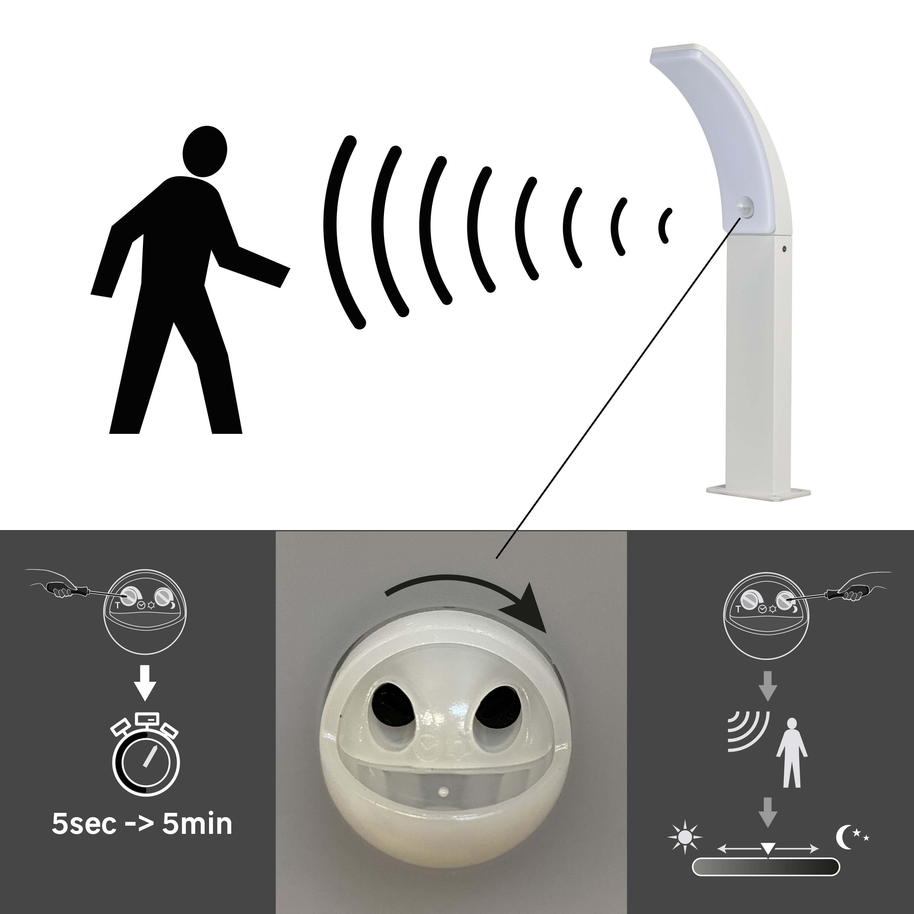 Borne extérieure LED à détection Lakko 1500 lumens, blanc neutre, blanc INSPIRE - 3
