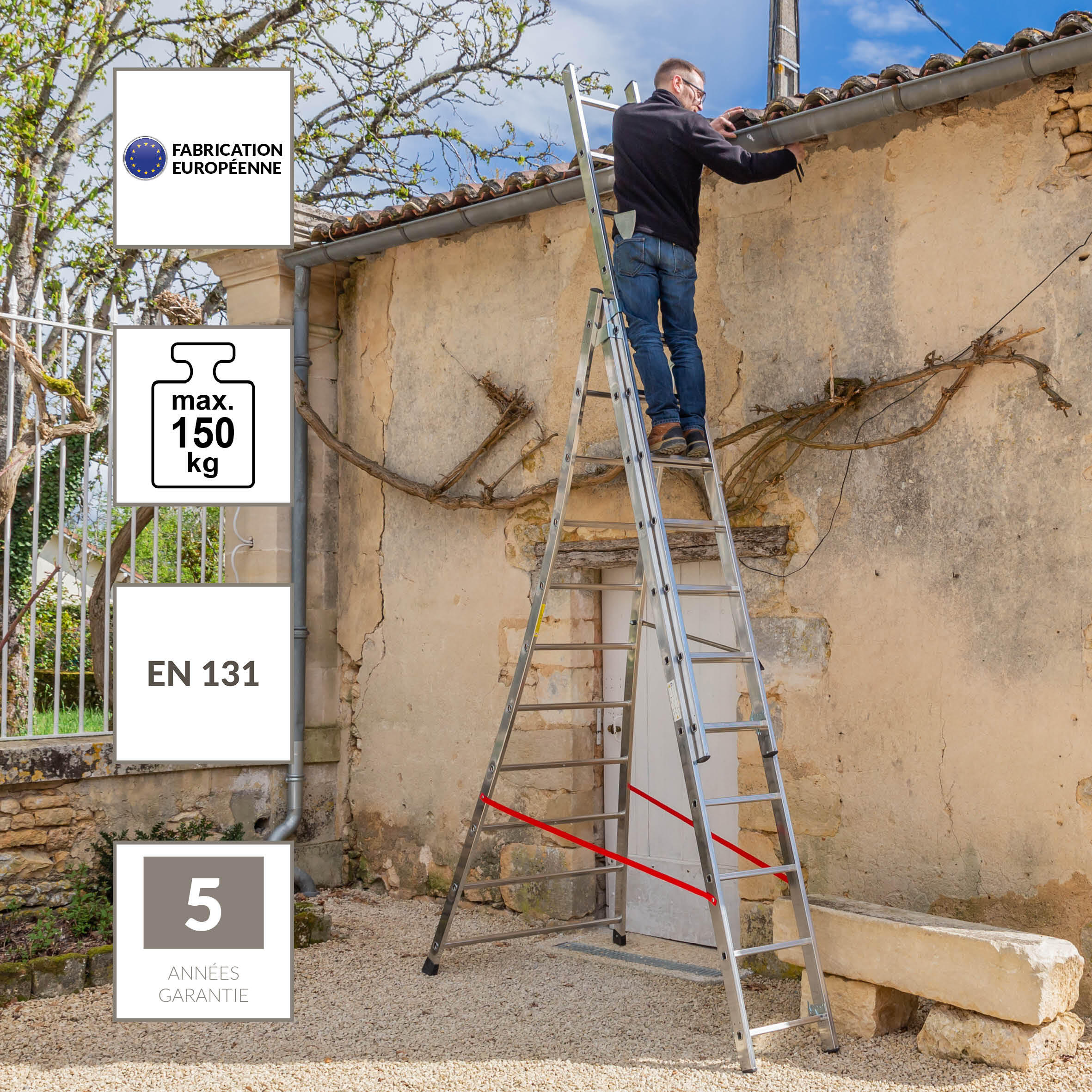 Echelle transformable aluminium HAILO 33 marches - 2