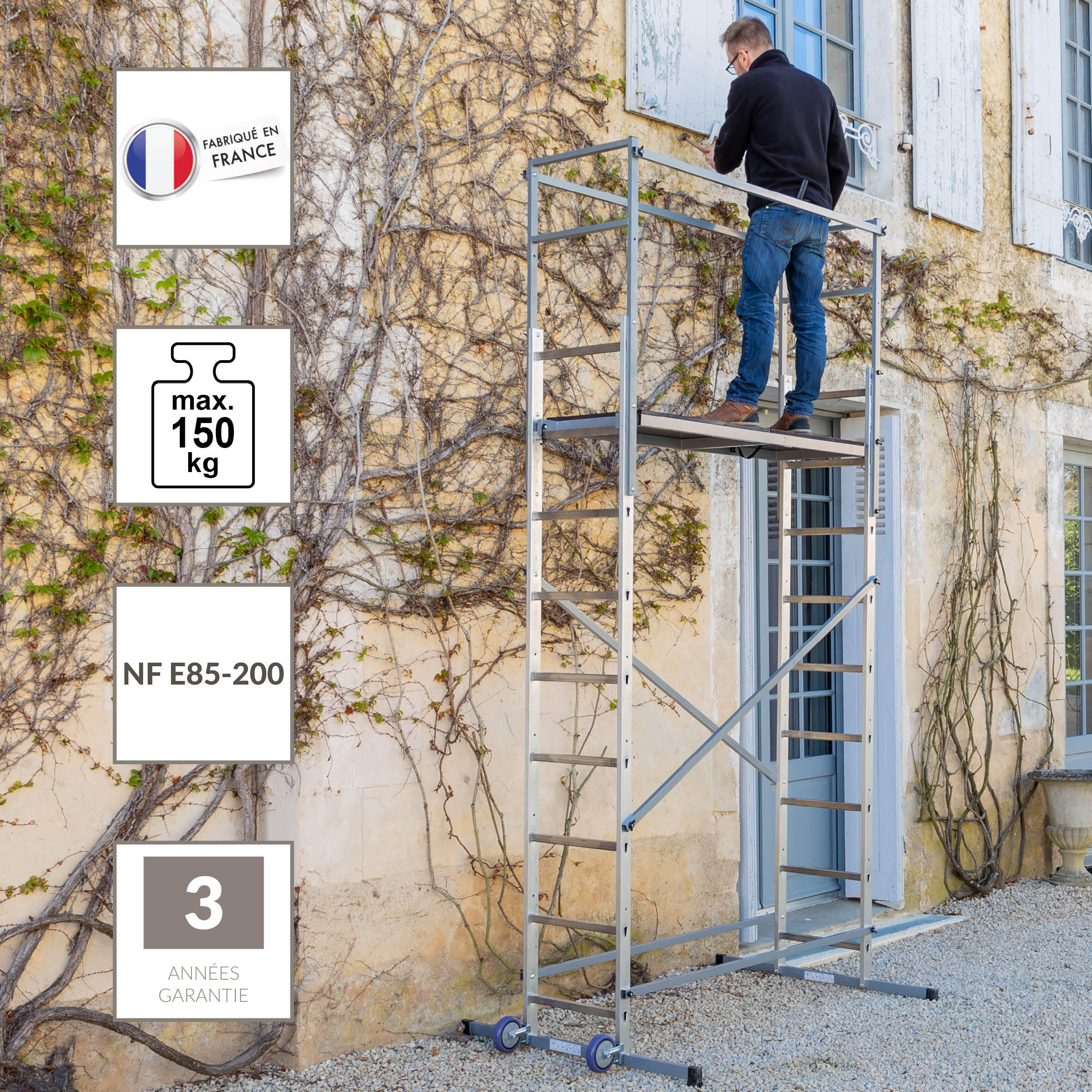 Echafaudage aluminium Hobbystep h5 HAILO hauteur de travail 4.5 m - 3