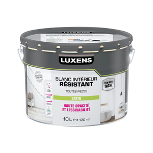Peinture mur, plafond, boiserie blanc satin LUXENS Résistant 10l
