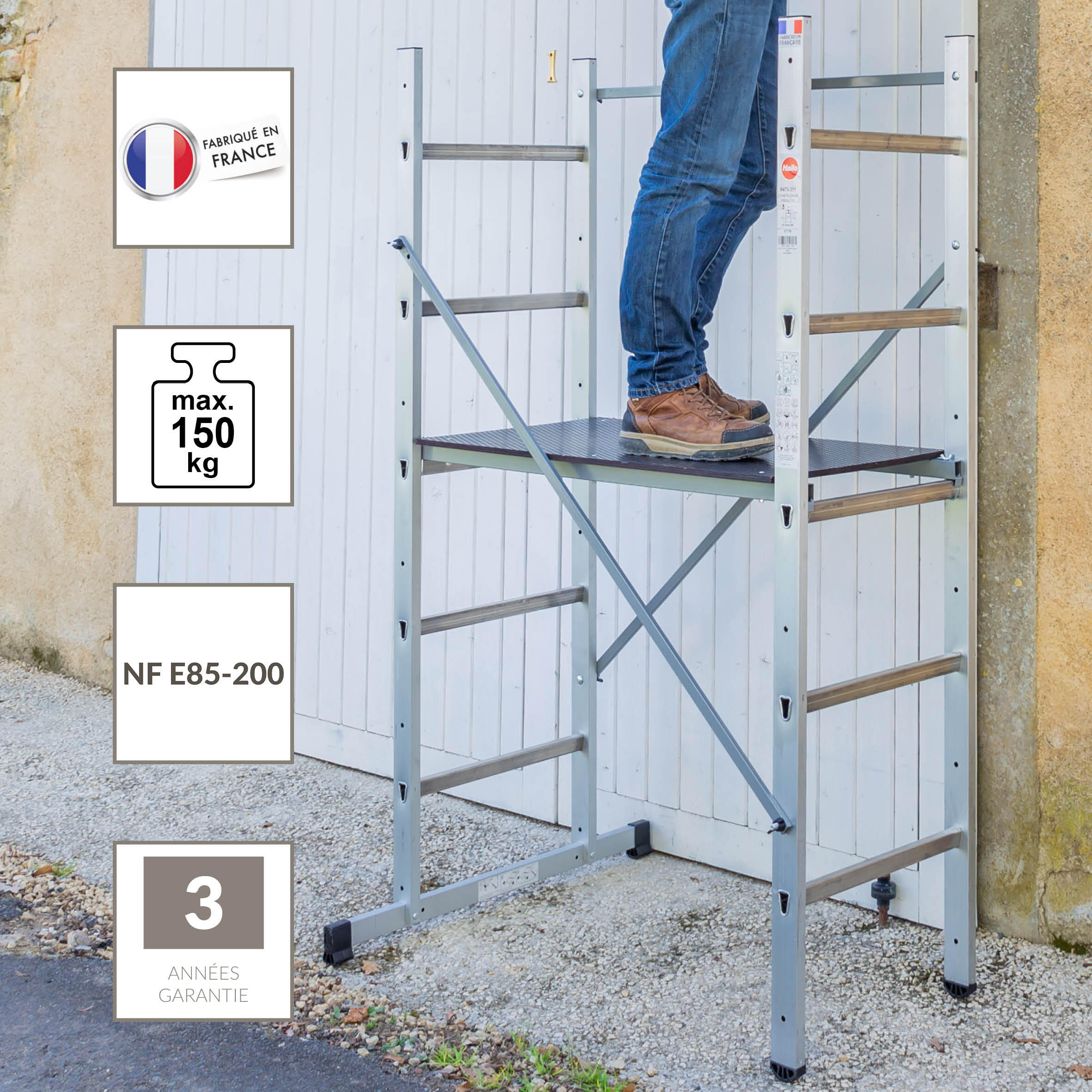 Echafaudage aluminium Hobbystep h3 hauteur de travail 3 m - 9