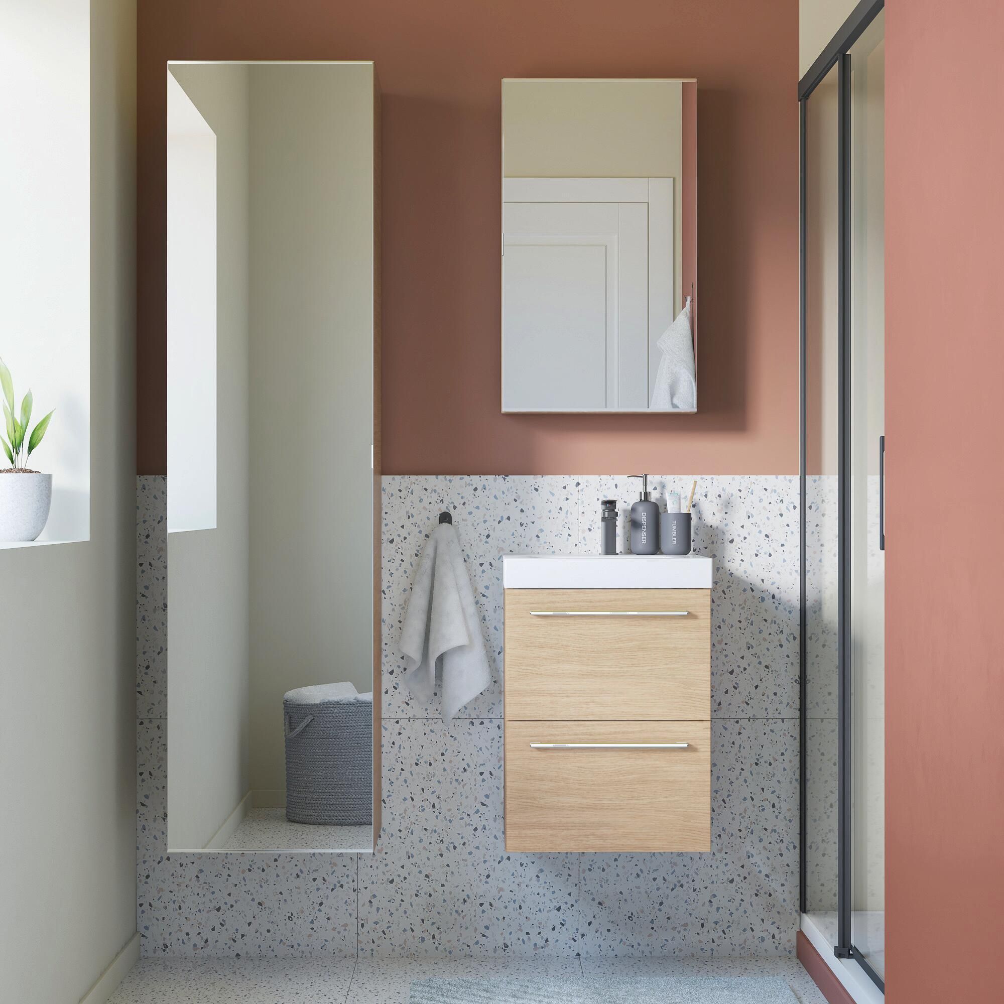 Meuble sous-vasque 2t l.45 x H.57.7 x P.46 cm effet chêne naturel Remix - 3