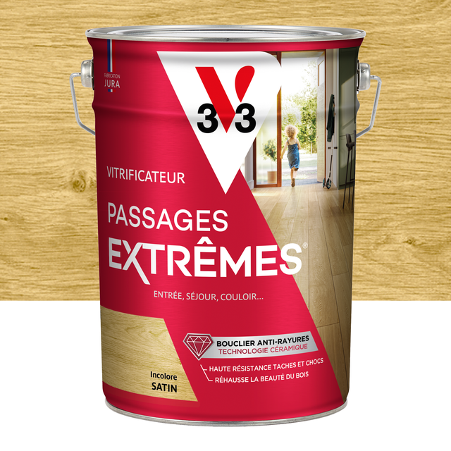 Vitrificateur parquet Passages extrêmes V33, incolore satiné 5L