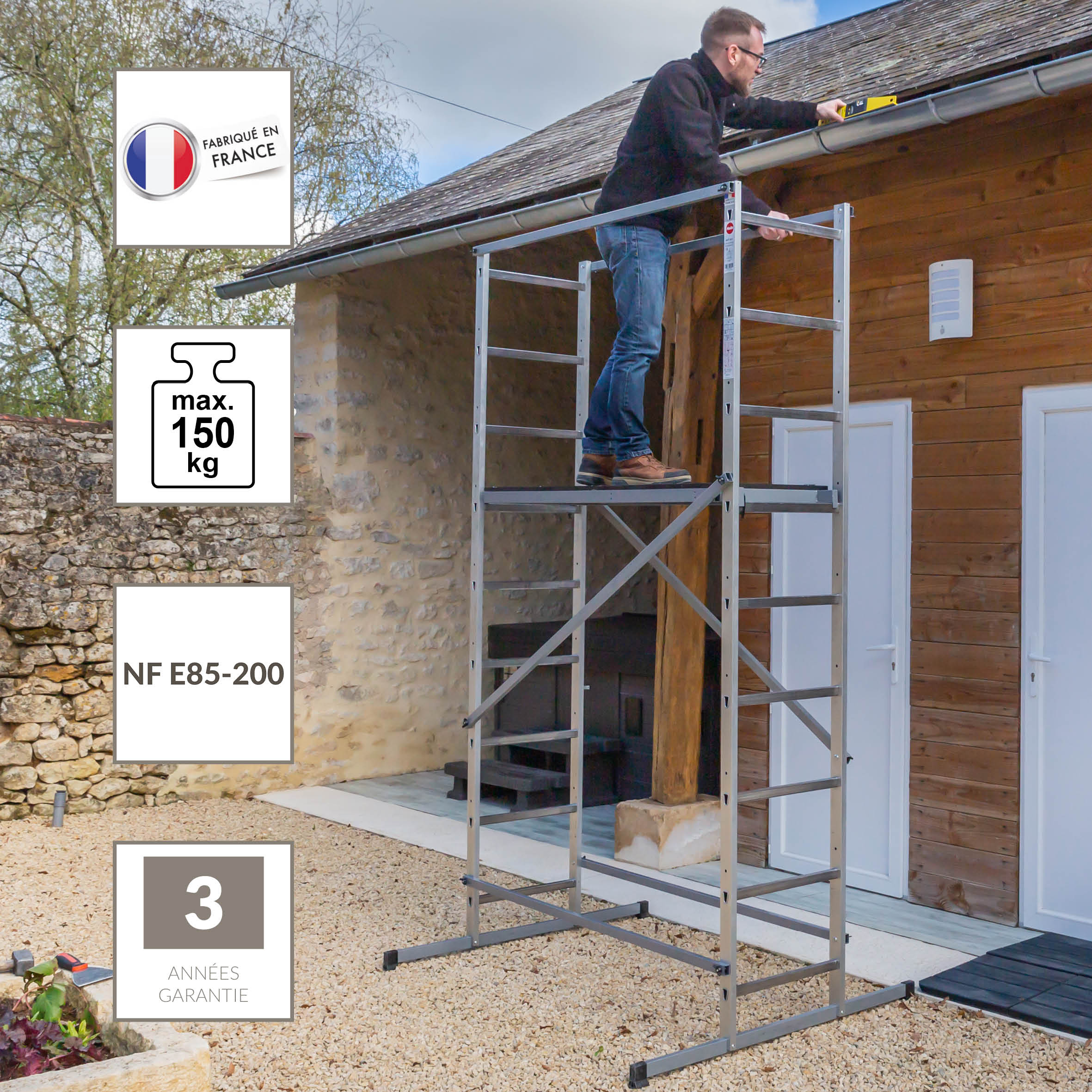 Echafaudage aluminium Hobbystep h4 HAILO hauteur de travail 3,7 m - 6