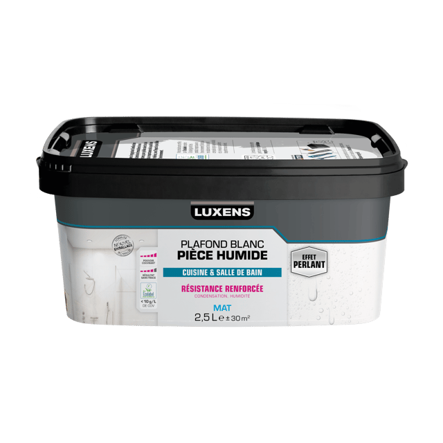 Peinture plafond blanc mat LUXENS Pièces humides 2.5L
