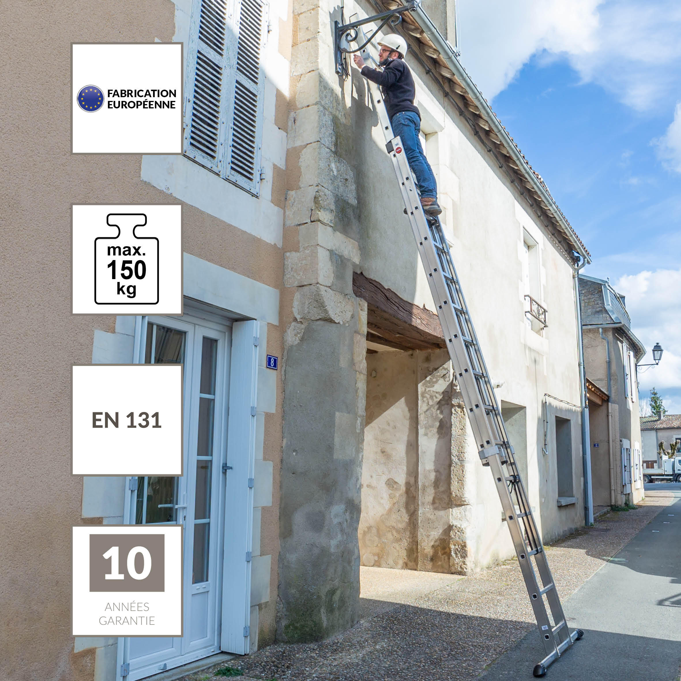 Echelle coulissante aluminium HAILO 32 échelons H.7.92 m - 2