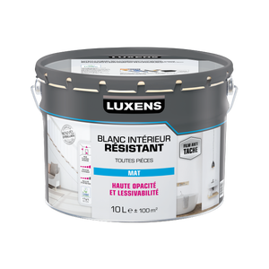 Peinture mur, plafond, boiserie blanc mat LUXENS Résistant 10l