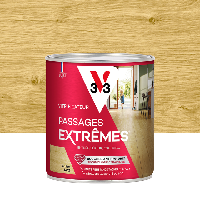 Vitrificateur parquet Passages extrêmes V33, incolore mat 0.75L