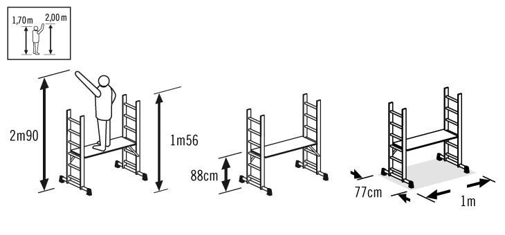 Echafaudage aluminium Hobbystep h3 hauteur de travail 3 m - 8