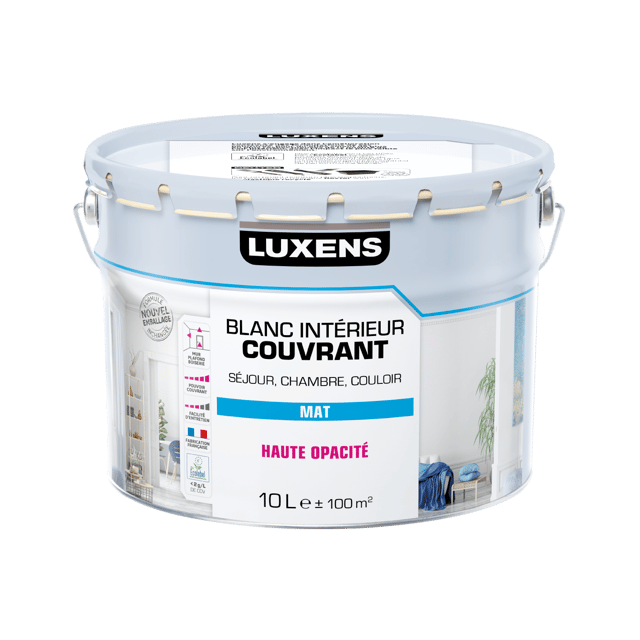 Peinture mur, plafond, boiserie blanc mat LUXENS Couvrant 10L