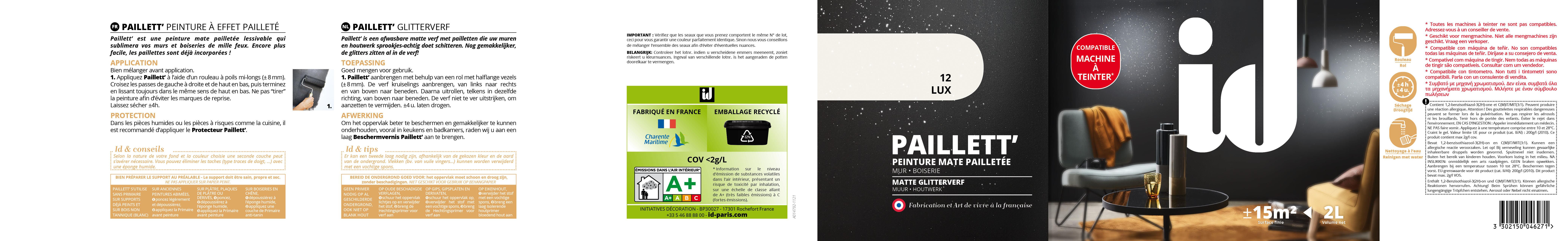 Peinture à effet, Paillett' ID, cannes, mat, 2 l - 8