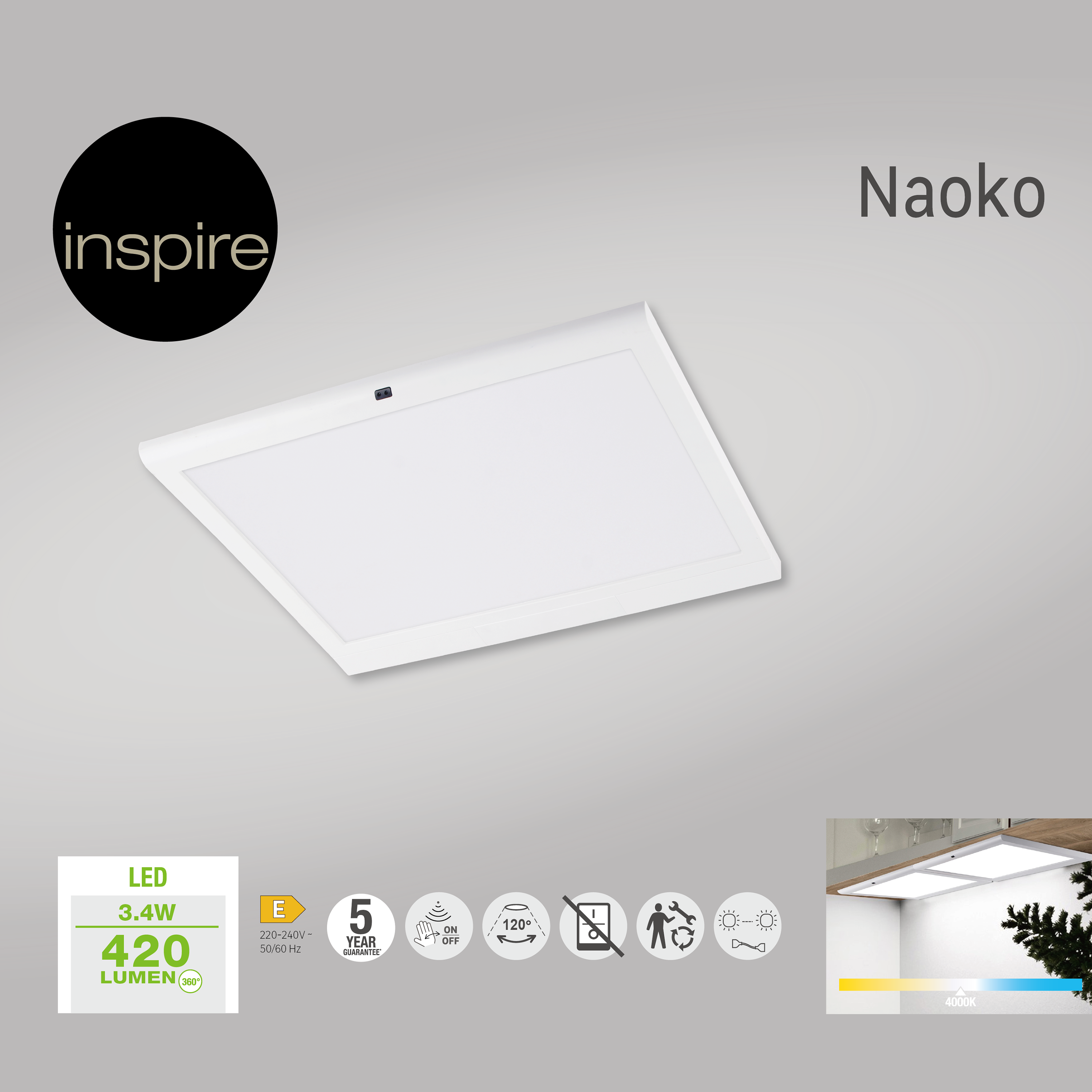 Panel LED Naoko IP20 40 x 35 cm 420 lm Inspire - 19