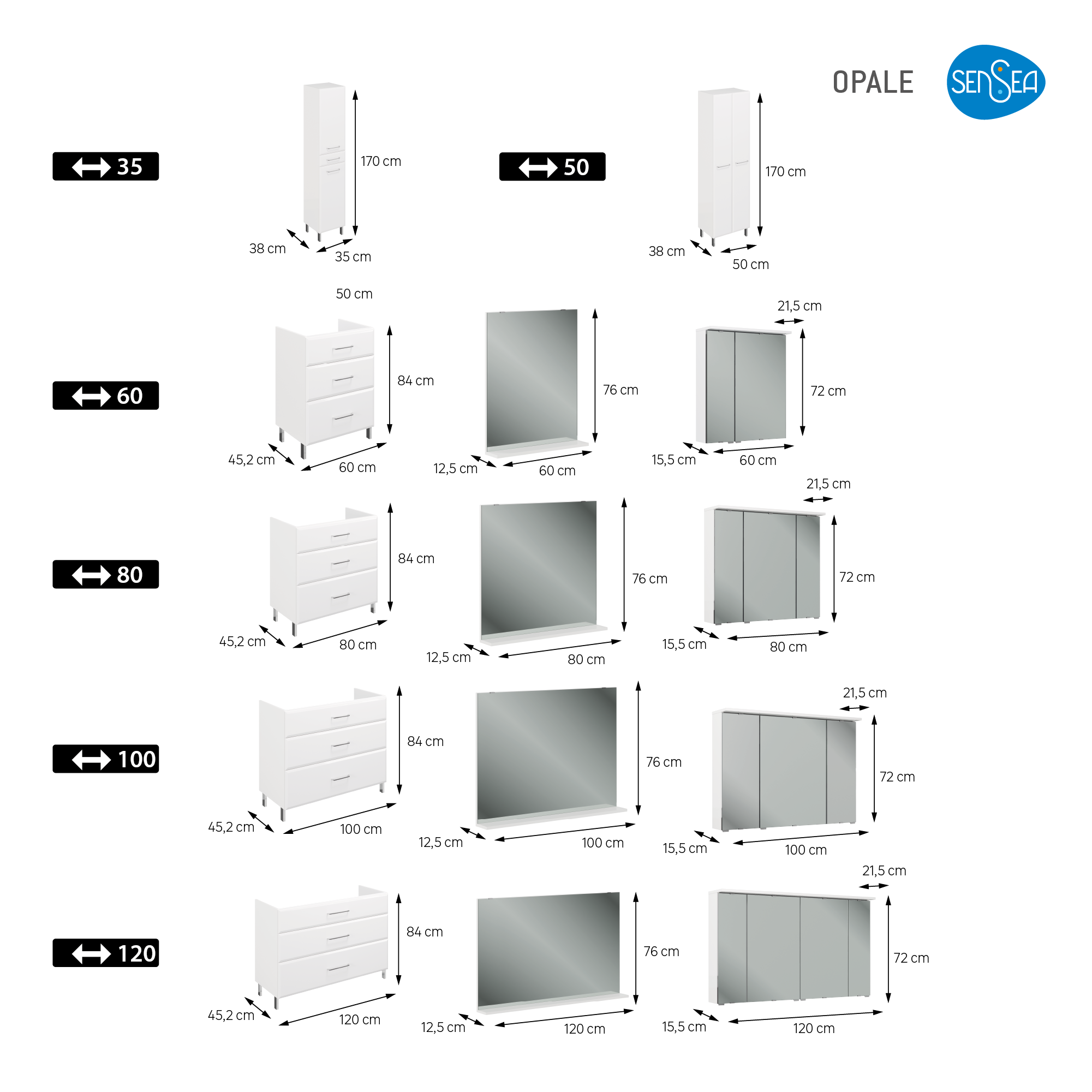 Colonne 2p/1t l.35 x H.170 x P.35.5 cm blanc Opale - 10