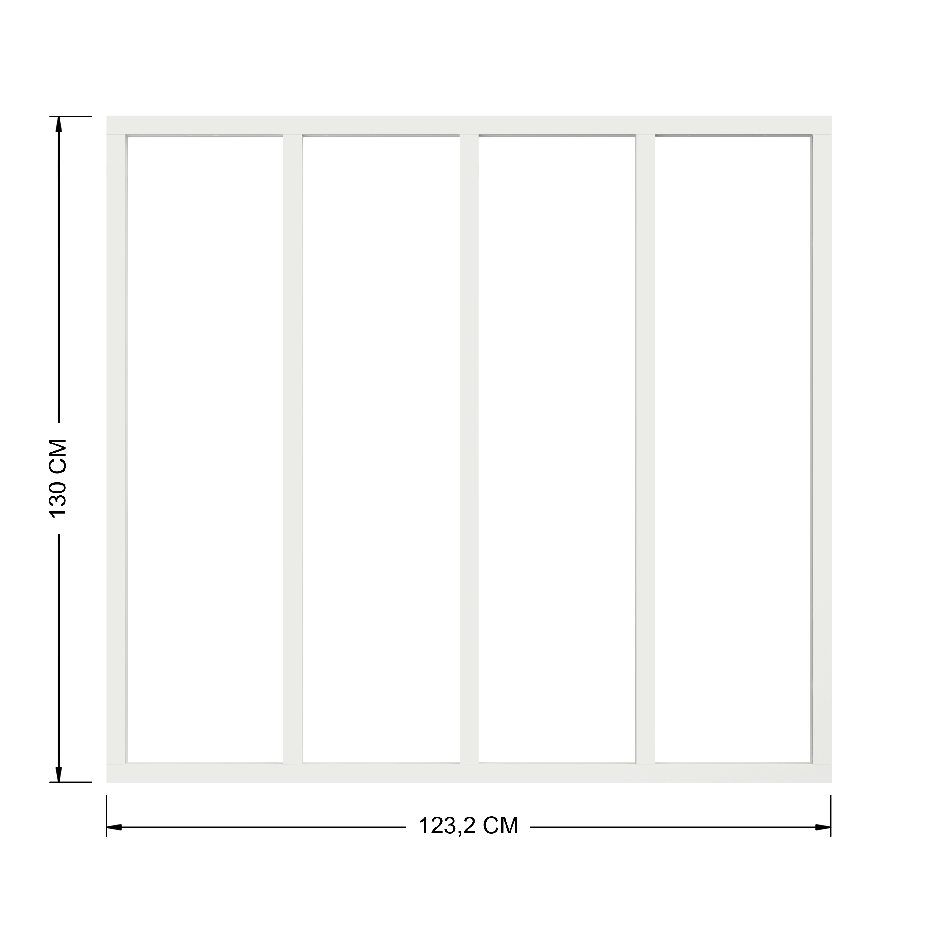 Verrière Atelier fixe en aluminium blanc mat 4 carreaux, H.130 x l.123 c - 3