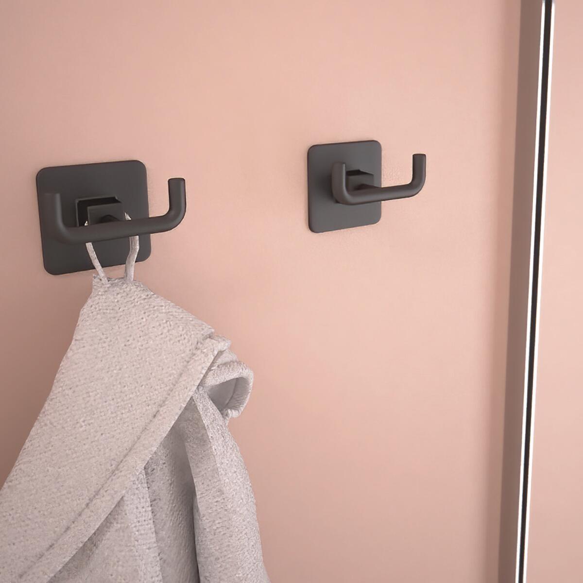 METAFORM Appendiabiti Doppio Cold Wind - Gancio A Muro In Metallo Con Fissaggio Biadesivo O Viti, Design Moderno