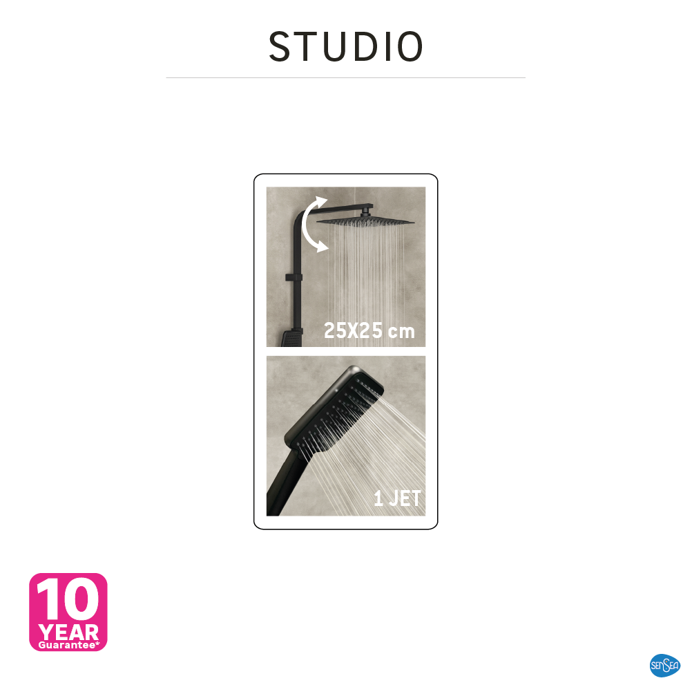 Conjunto de duche com torneira preto Sensea Studio V3 - 10