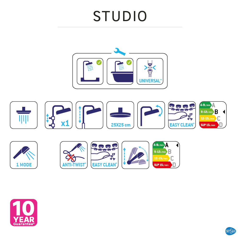 Colonna doccia senza miscelatore Studio V3 cromo - 14