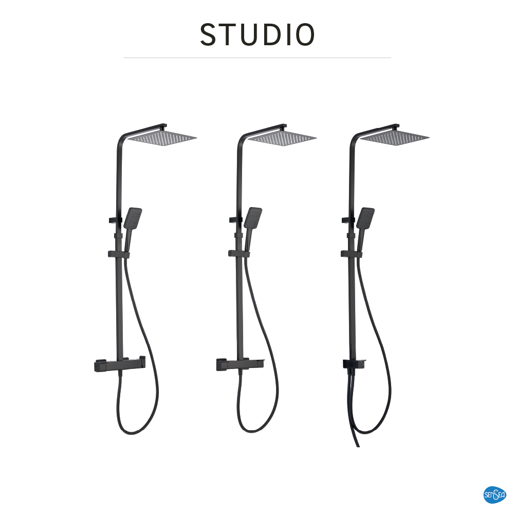 Conjunto de duche com torneira preto Sensea Studio V3 - 12