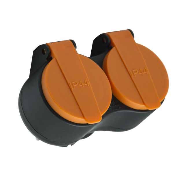 Rozgałęźnik 2x2P+Z IP44 Pomarańczowy LEXMAN