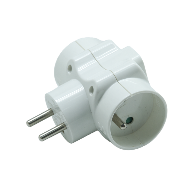 Triplite murale, 2 prises 16A + 1 prise 6A, blanc