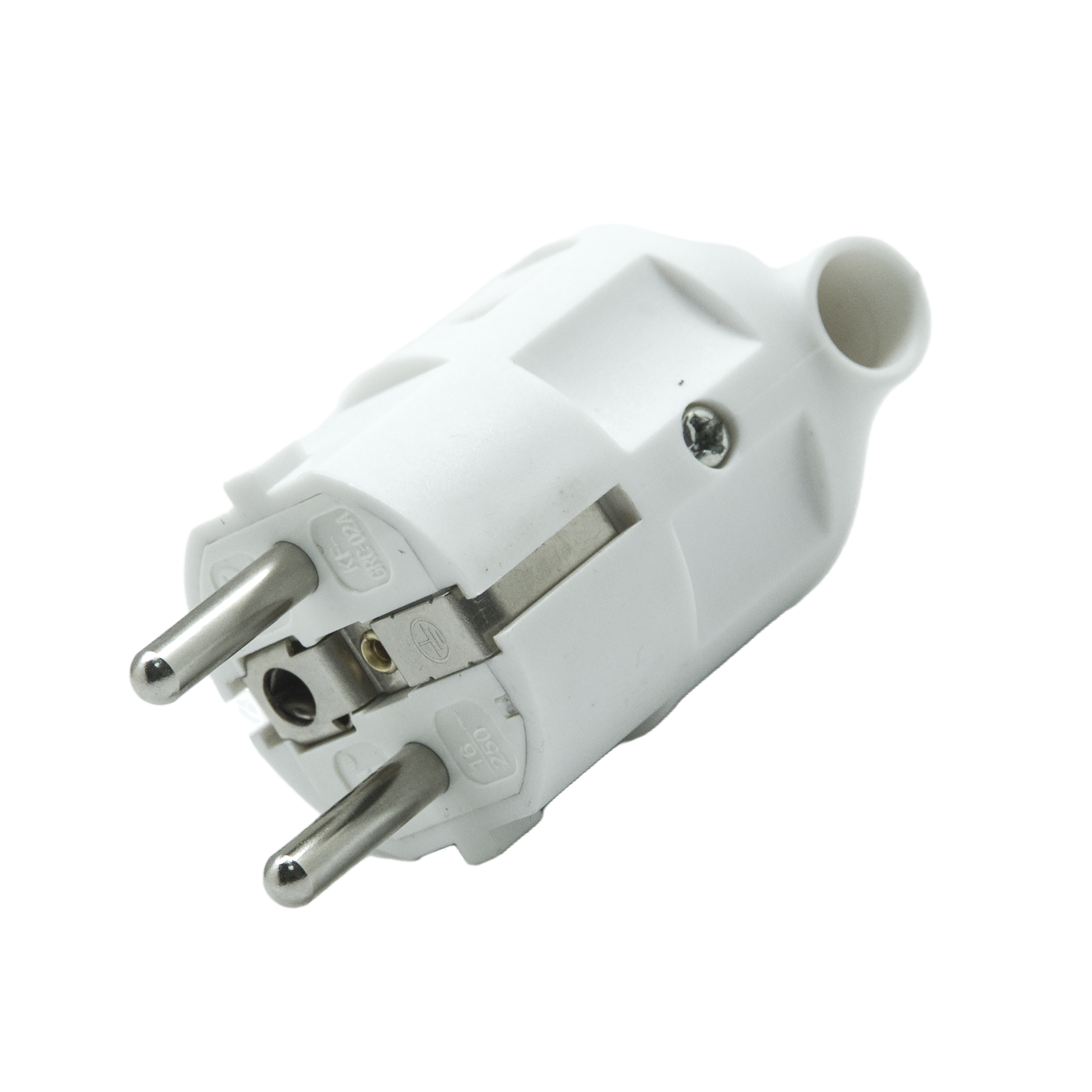 Fiche électrique mâle 2 pôles + terre, connexion sur le côté, 16 A, blanc - 5