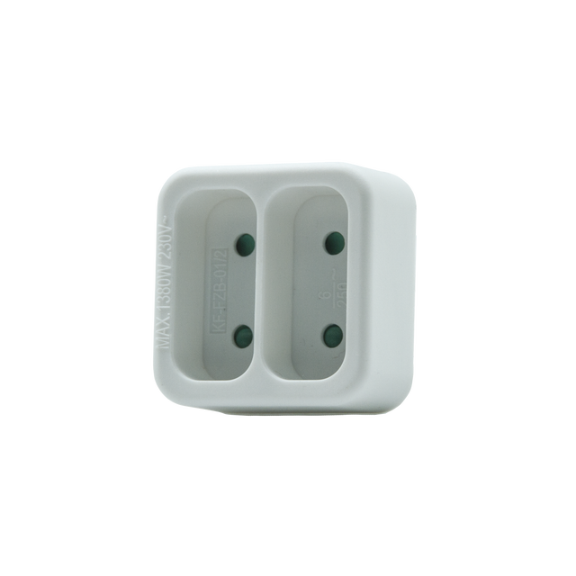 Biplite murale, 2 prises 6A, blanc