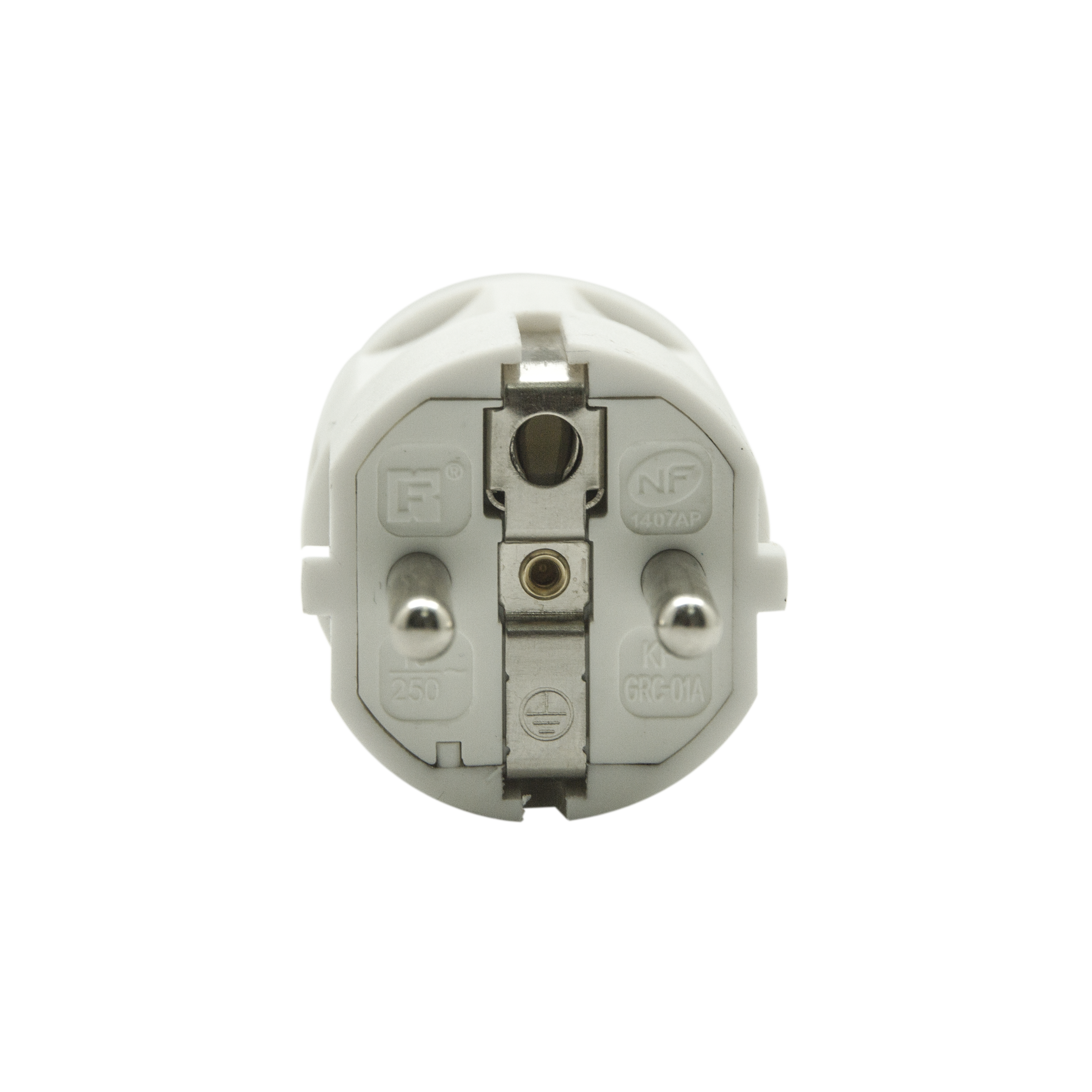 Fiche électrique mâle 2 pôles + terre, connexion en haut, 16 A, blanc - 3