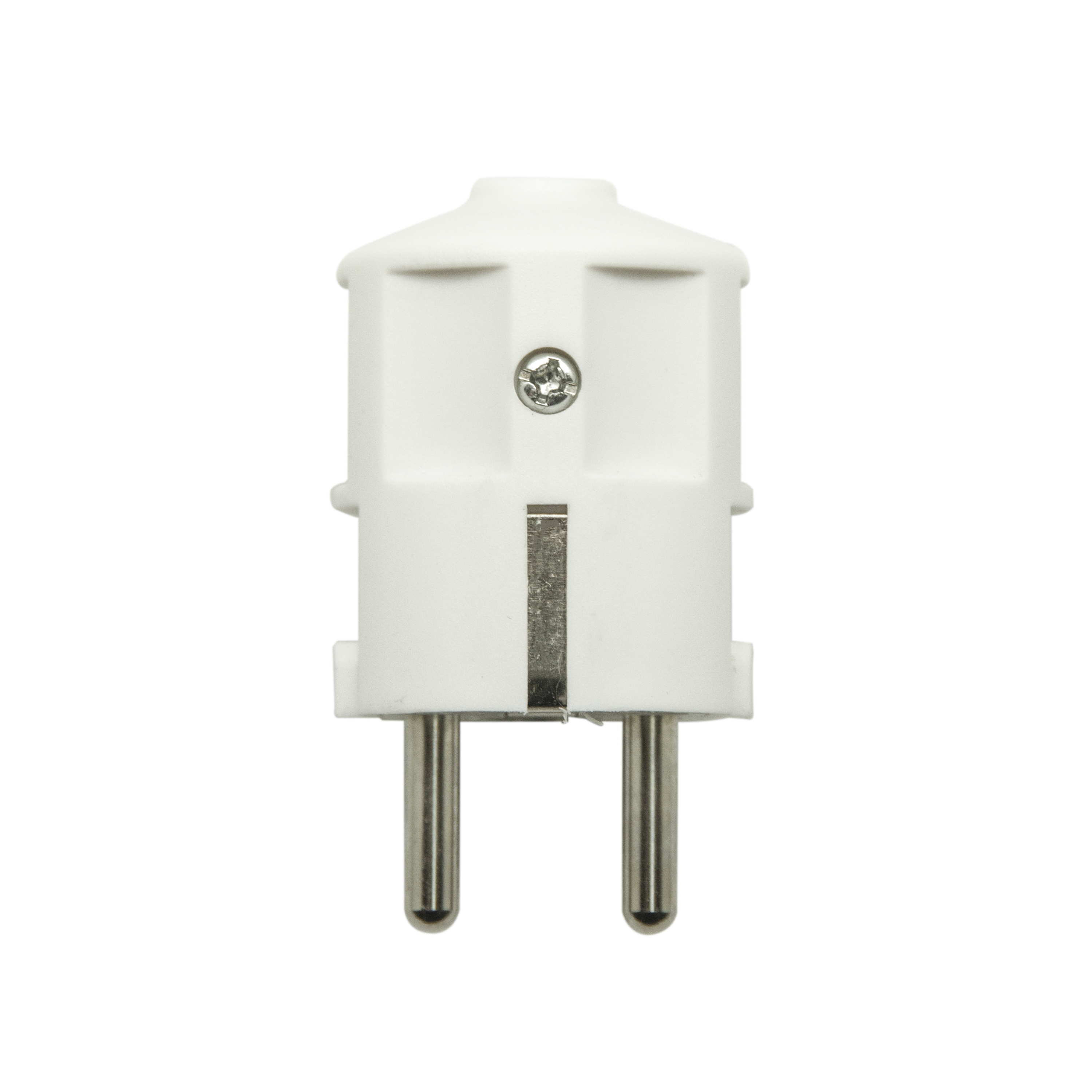Fiche électrique mâle 2 pôles + terre, connexion en haut, 16 A, blanc - 5