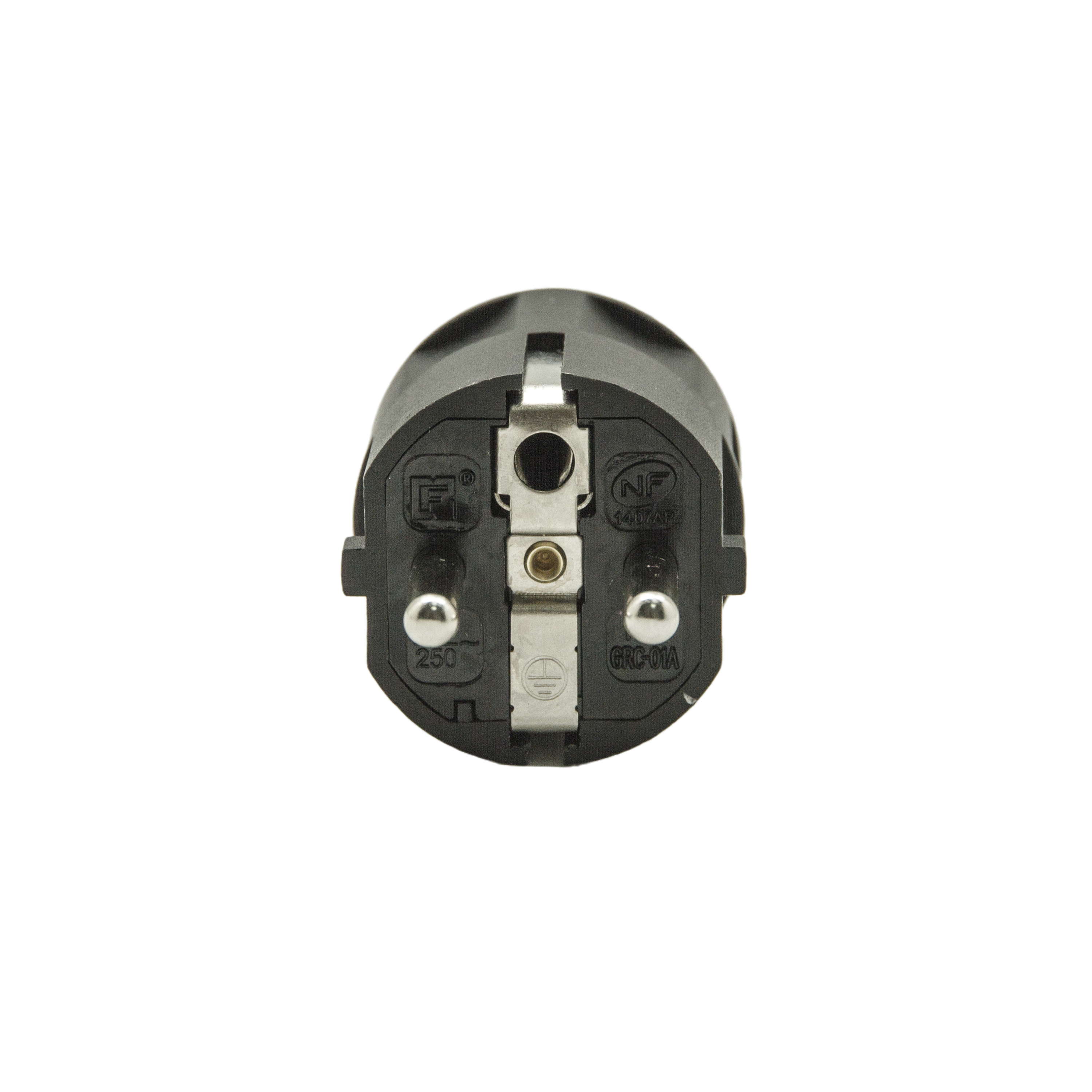 Fiche électrique mâle 2 pôles + terre, connexion sur le côté, 16 A, noir - 3