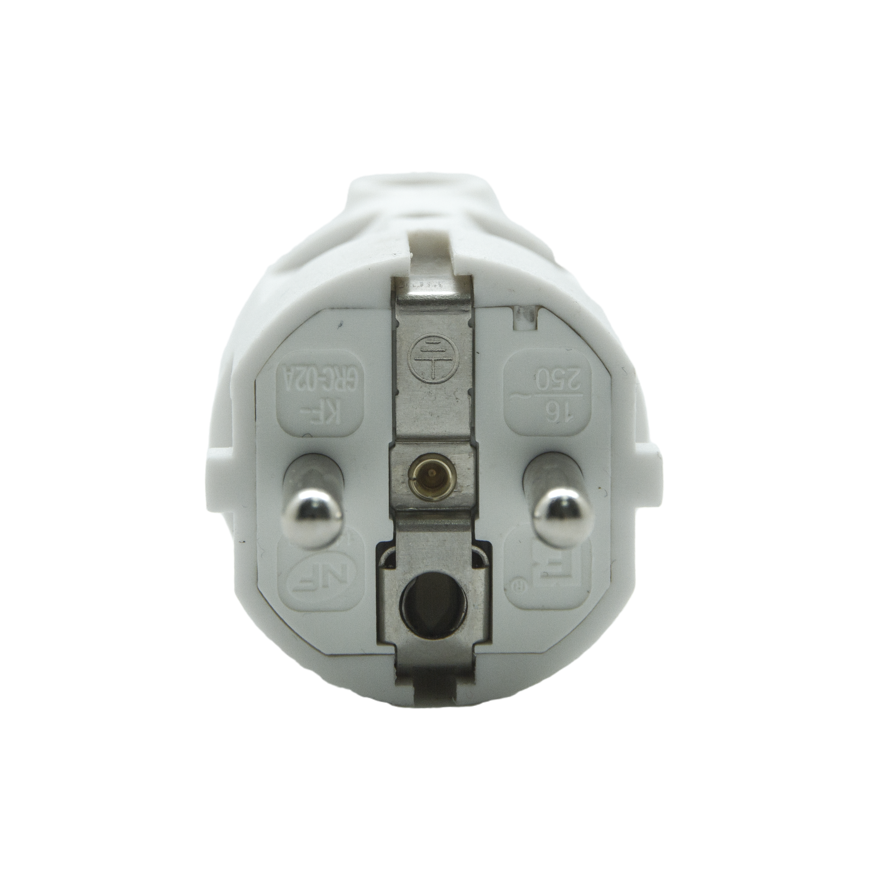 Fiche électrique mâle 2 pôles + terre, connexion sur le côté, 16 A, blanc - 3