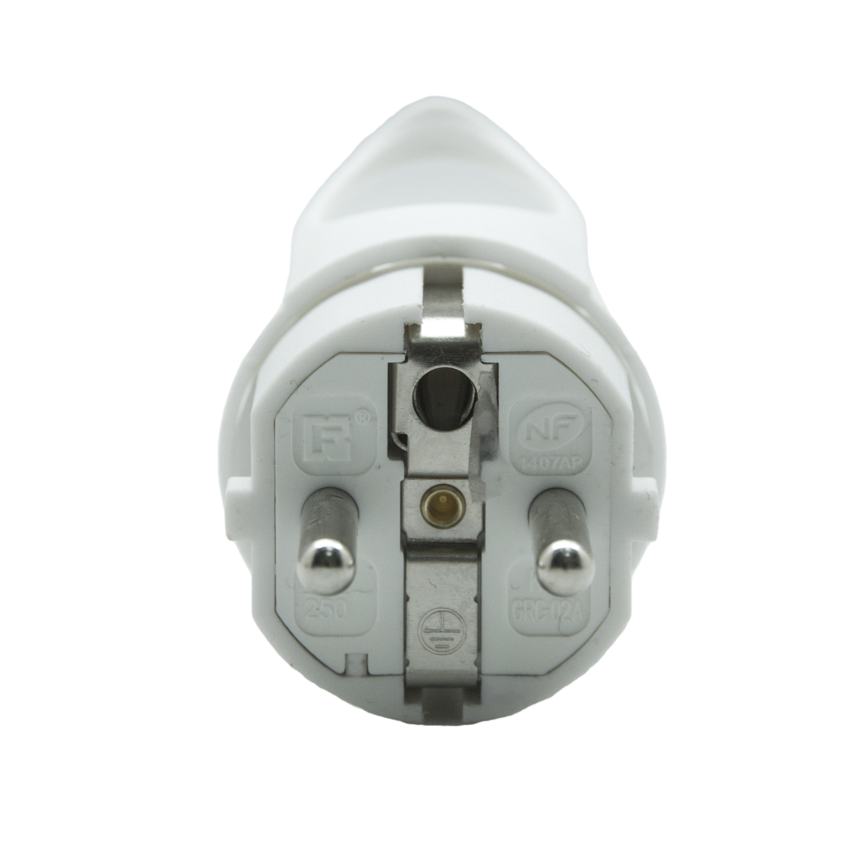 Fiche électrique mâle 2 pôles + terre, connexion sur le côté, 16 A, blanc - 4