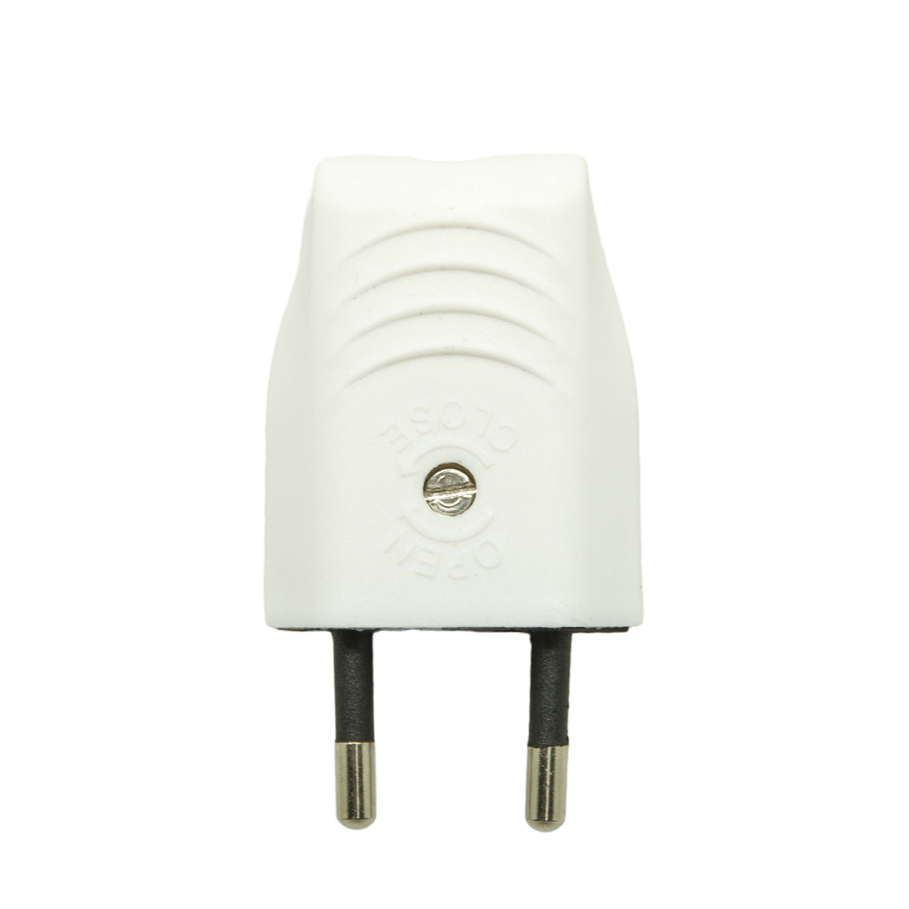 Ficha macho 2P 10A SAÍDA FRONTAL BRANCA - 4